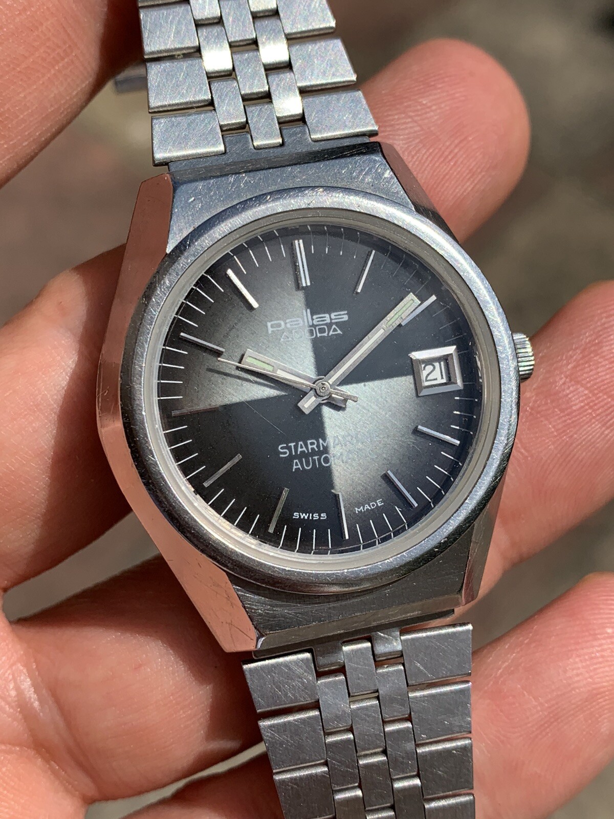 Vintage Swiss Pallas Adora Harlequin Dial Automatic Mens Watch ETA 2783 36,3mm