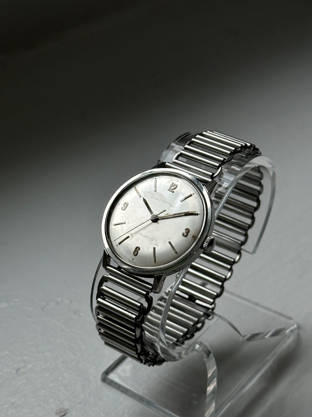 Serviced 1960s Girard Perregaux Gyromatic Automatic Watch Clean White Dial
