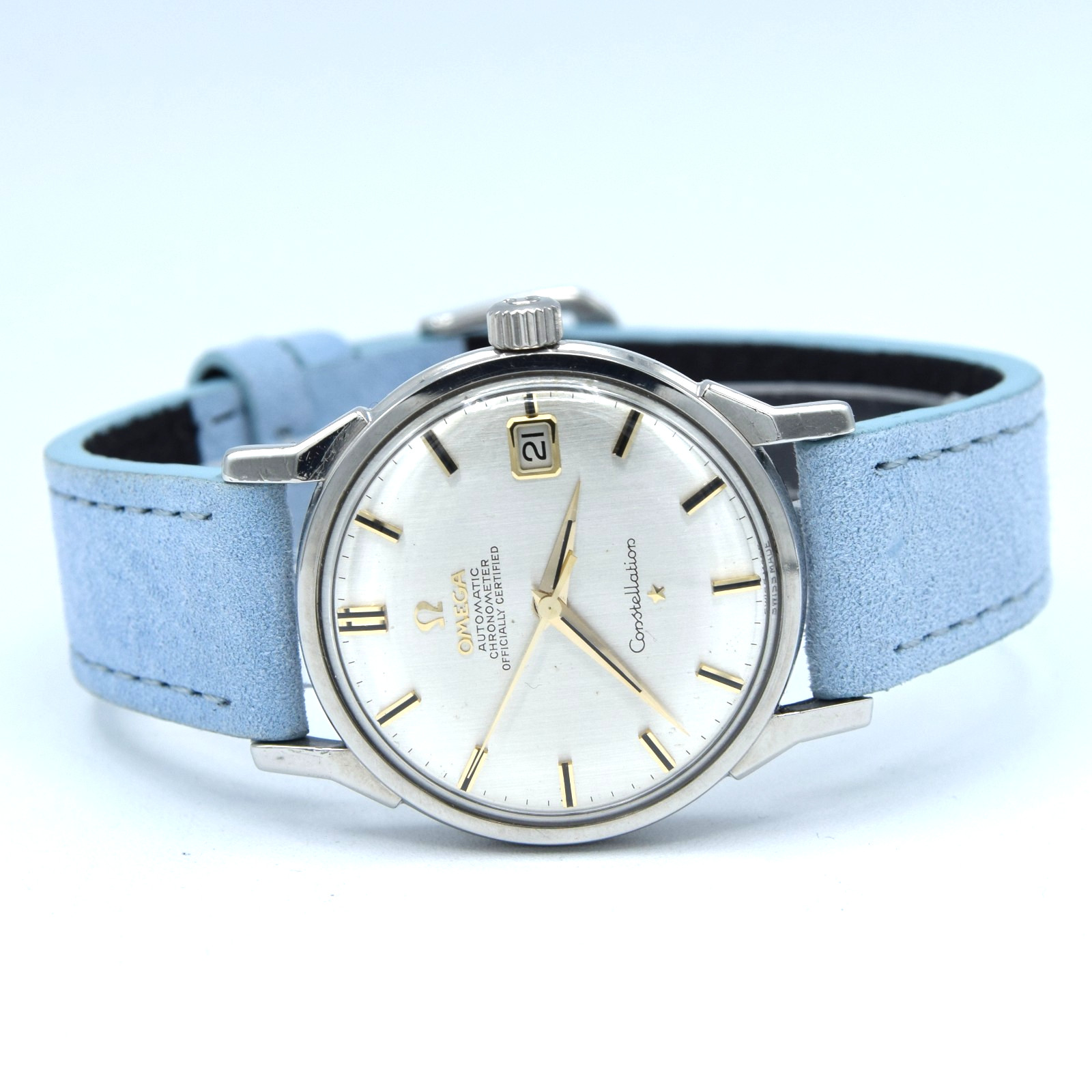 1963 Omega Sharp Constellation Date 168.005 Automatic Chronometer onyx batons –