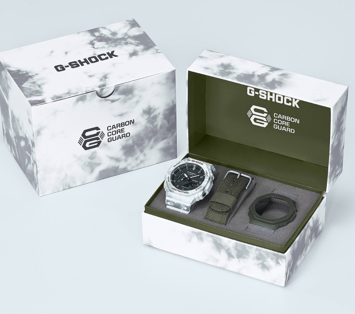 Casio G-SHOCK Snow Camouflage GAE2100GC-7A White Mens Watch Extra Band + Bezel