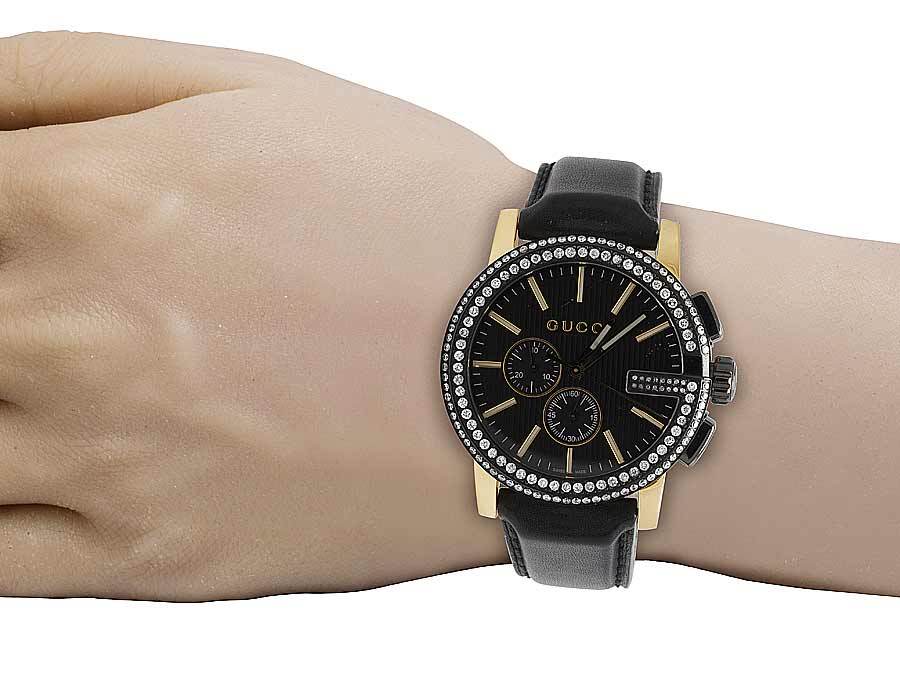 Mens Gucci G-Chrono Gold Black PVD S.Steel 44MM Diamond Watch YA101203 3.0 Ct