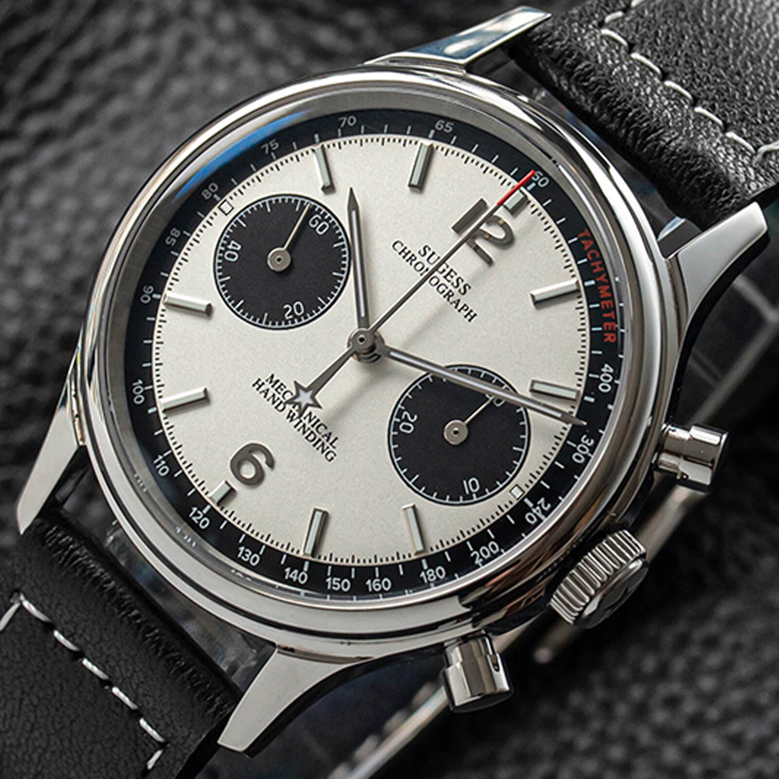 Sugess Panda V3 DIAL Chronograph Mechanical Men Watch Seagull 1963 SUPAN001GN/SN