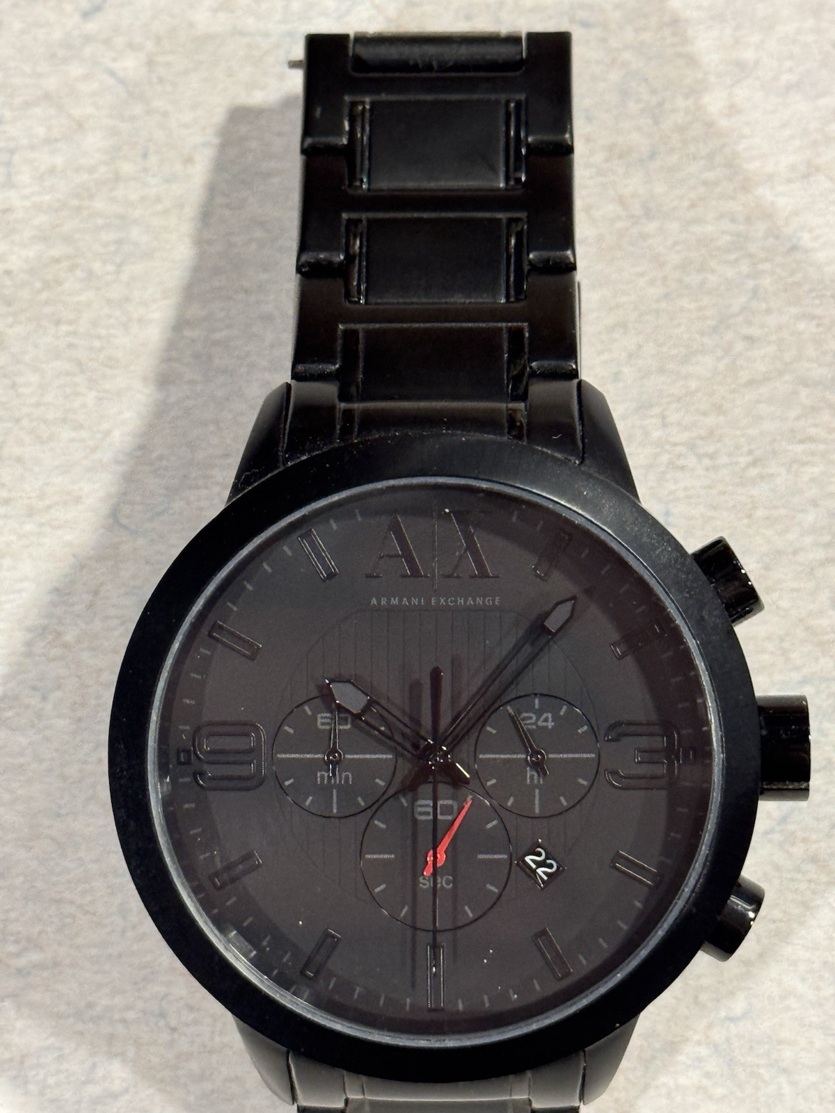 Armani Exchange AX1277 Chronograph Black Stainless Steel Mens Wrist Watch