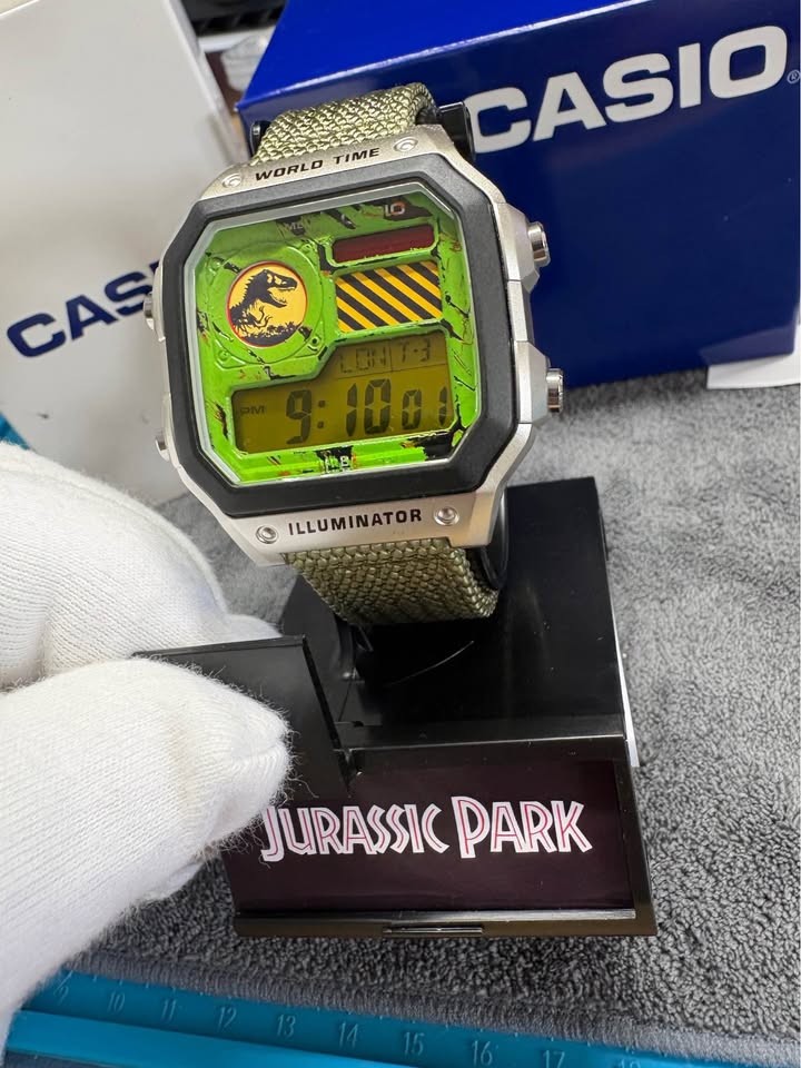 🌟UNIQUE🌟 – Casio Royale (AE-1200WH-1CV) CUSTOM Jurassic Park paint job