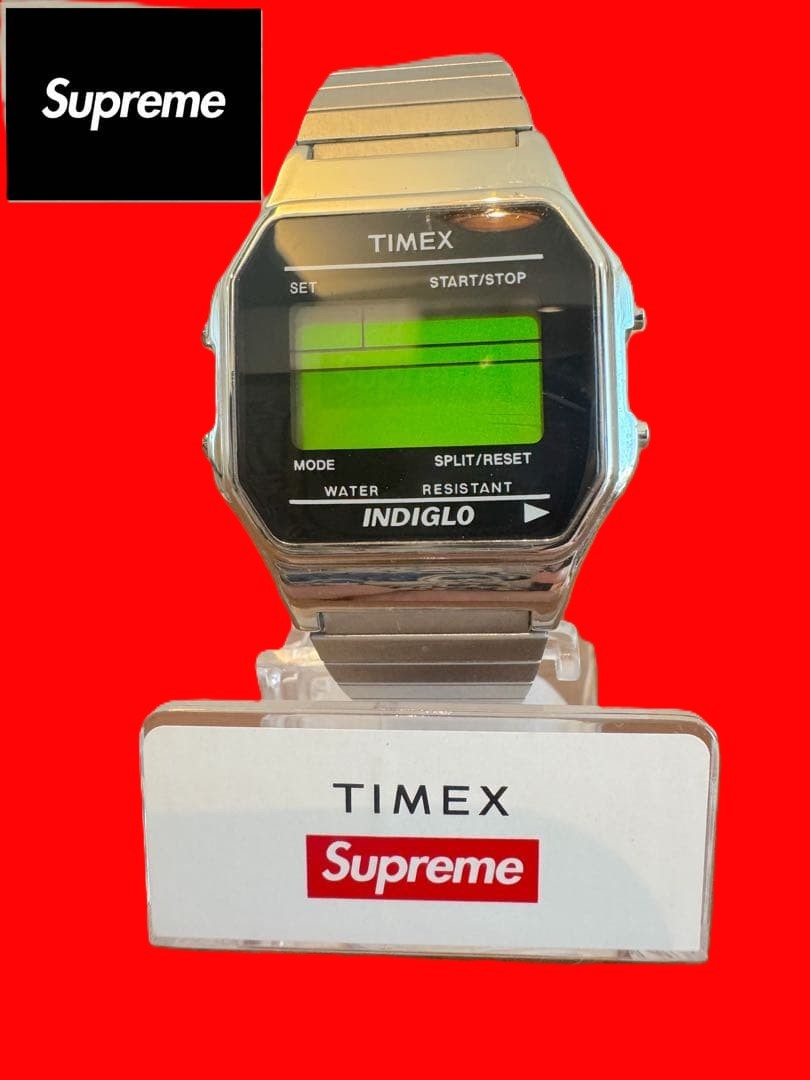 Supreme Timex Digital Watch Silver Indiglo FW19 Collab Box Included As-Is