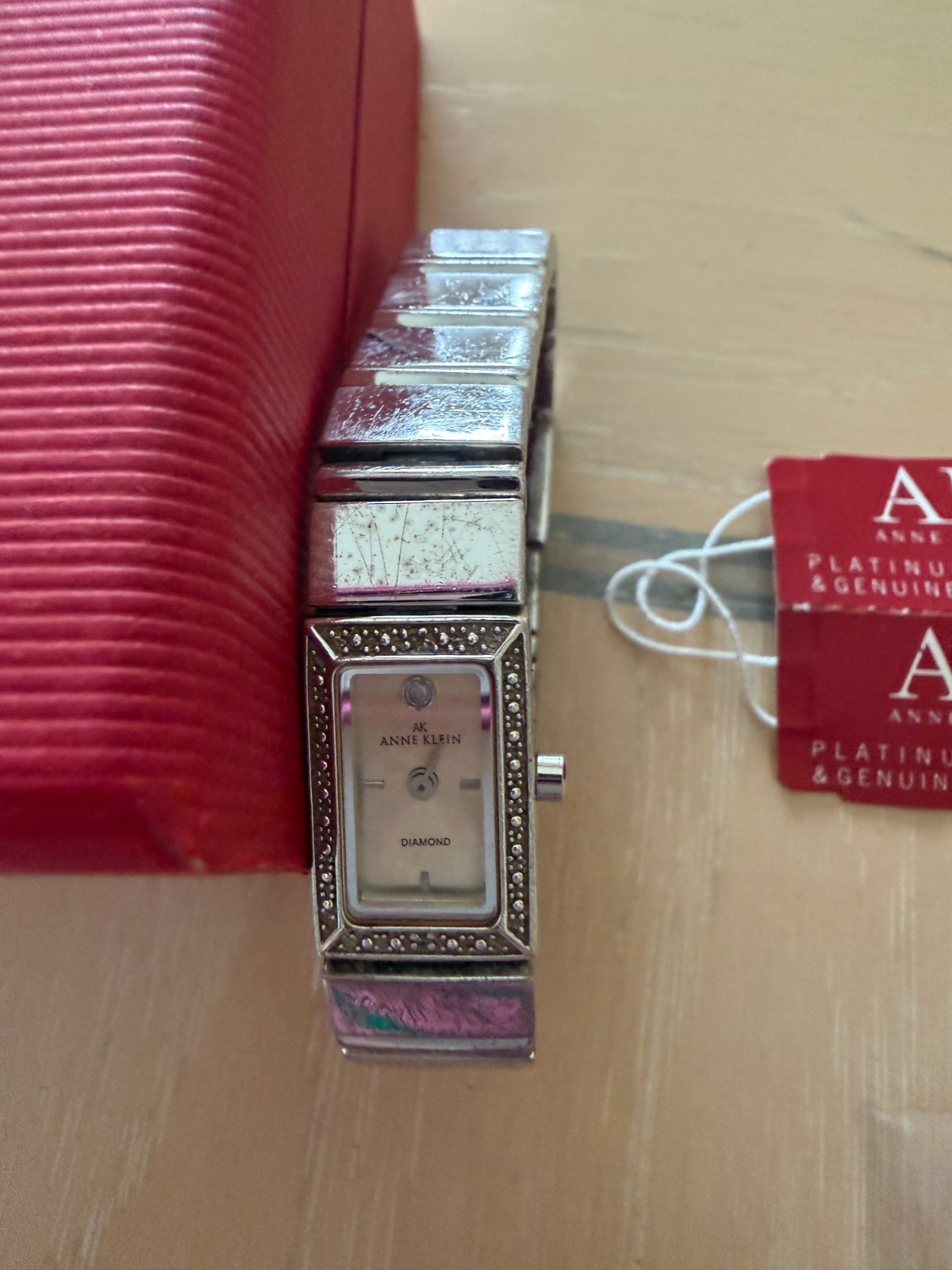 Anne Klein Silver tone Platiunum plated Genuine Diamond Watch