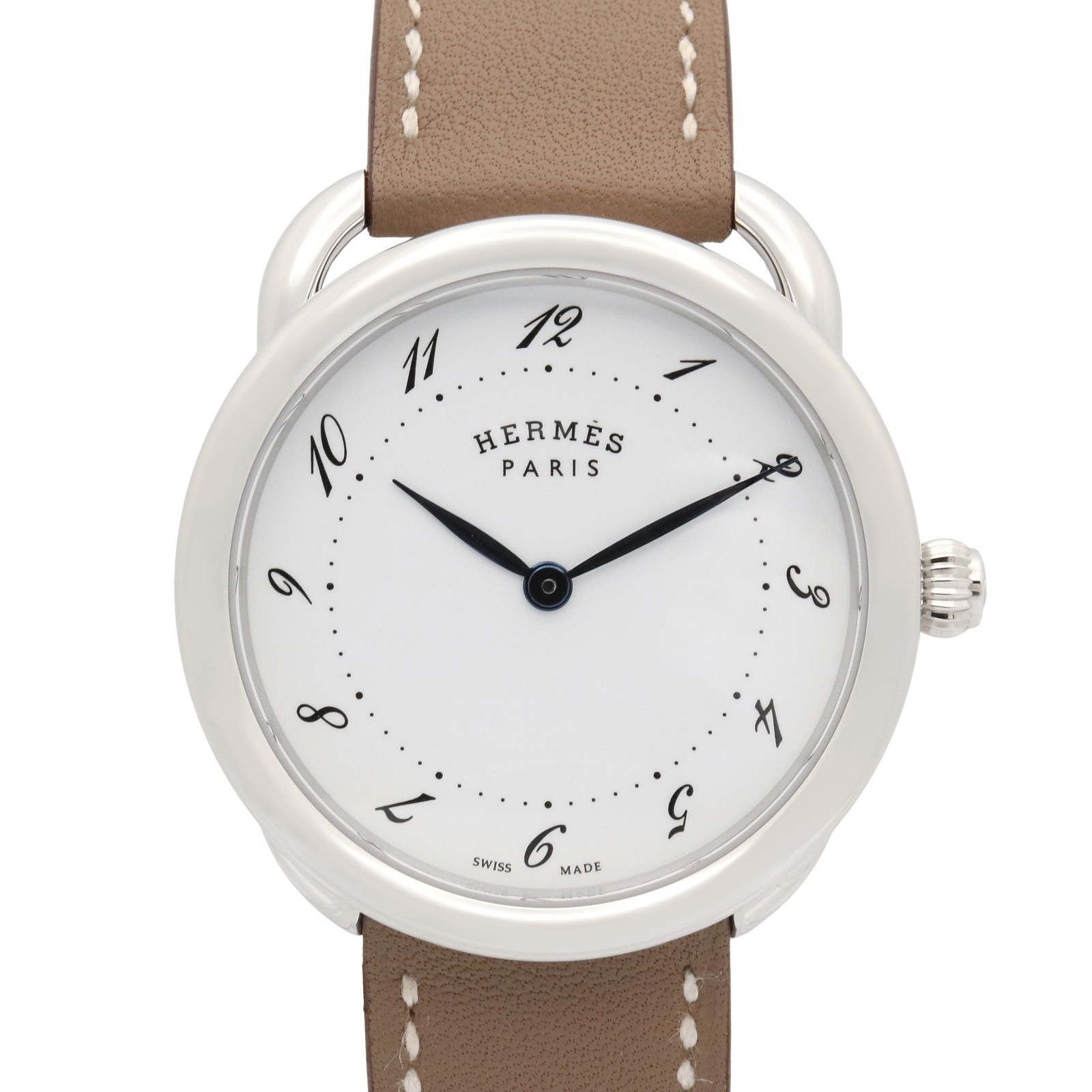 HERMES Arceau Wrist Watch AR5.510 Quartz Stainless Steel Leather belt Used Boys