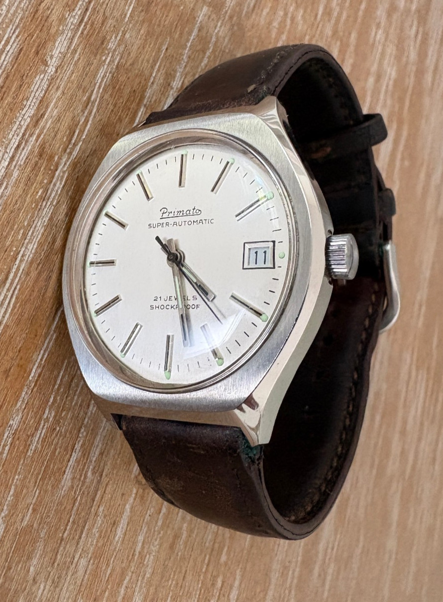 1970s Primato Gruen stainless steel automatic mens watch PUW 1561 calibre