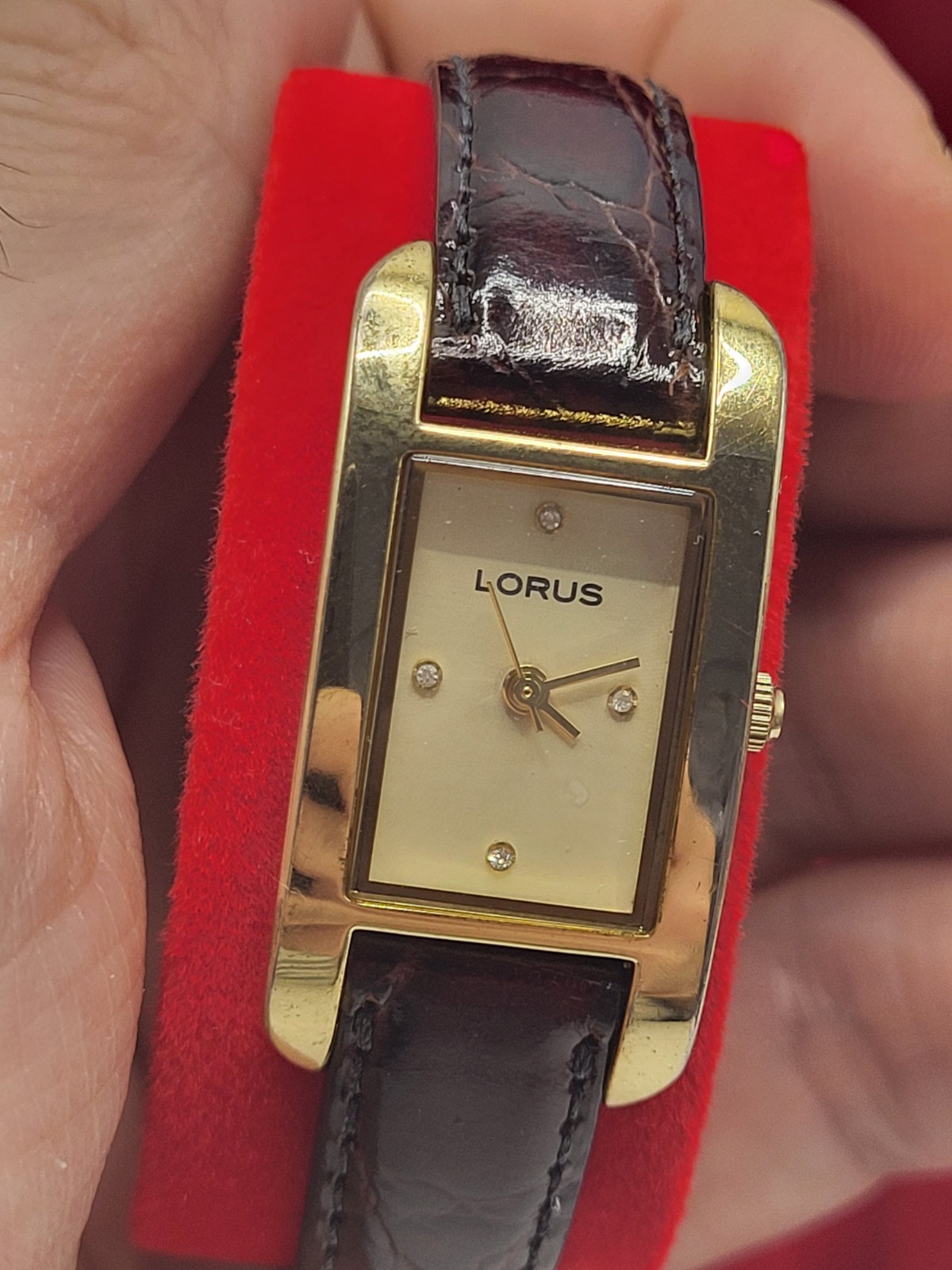 Japan [N. MINT RARE] Women’s Lorus SII By SEIKO Tank LR3245 Diamond Wrist Watch