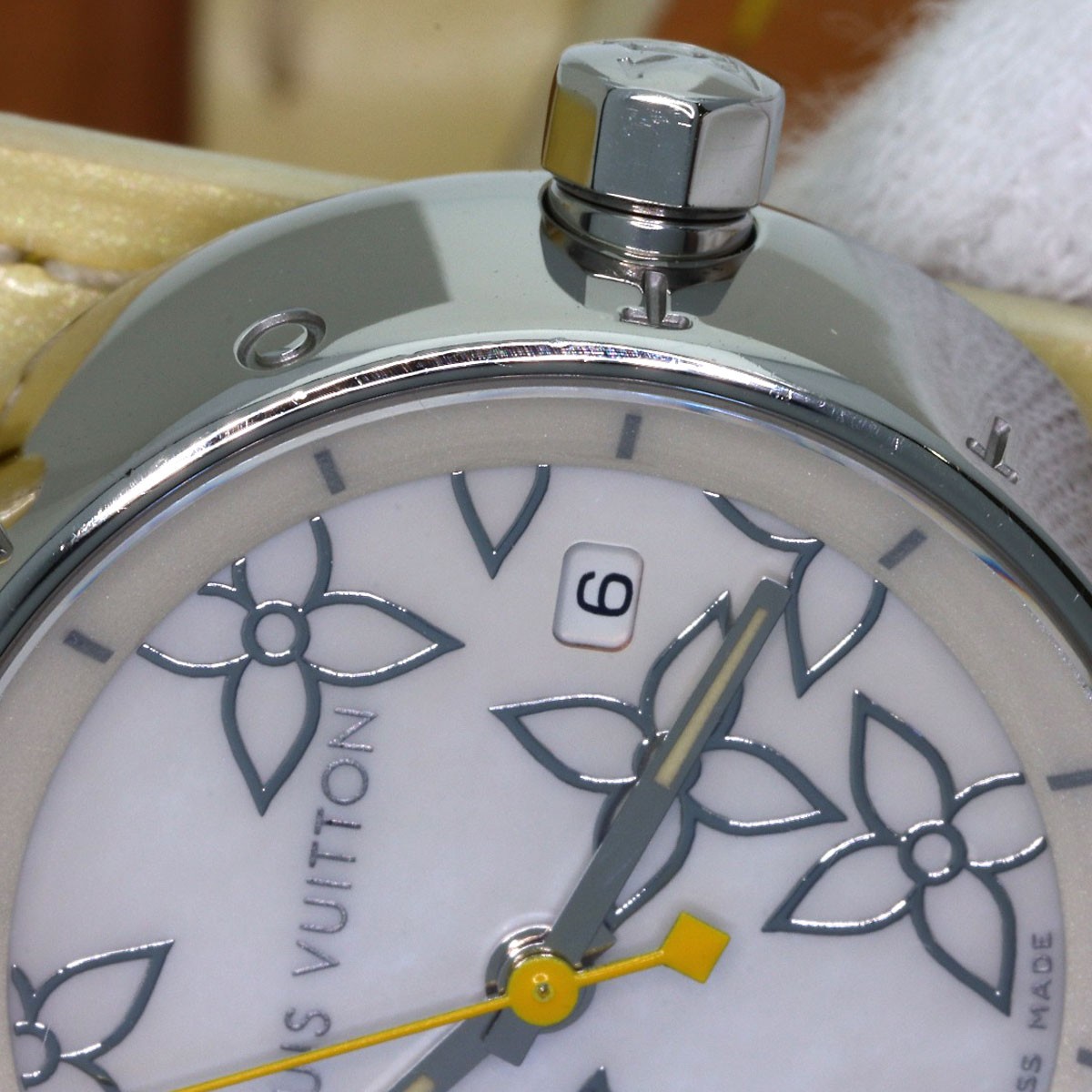 LOUIS VUITTON Tambour Watches Q121C Stainless Steel/Enamel Ladies