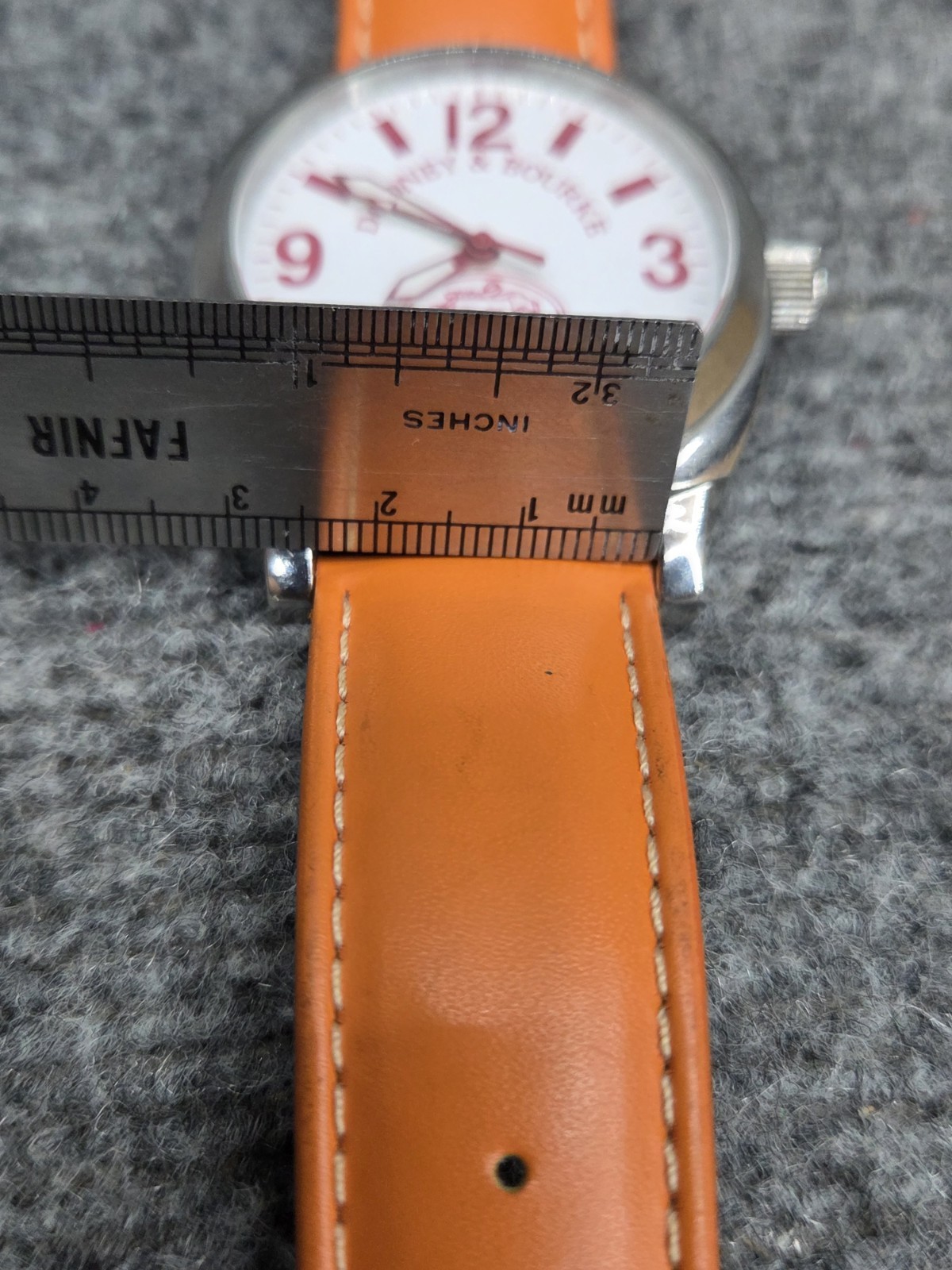 Vintage Dooney & Bourke Silver Large Face Orange Band Watch