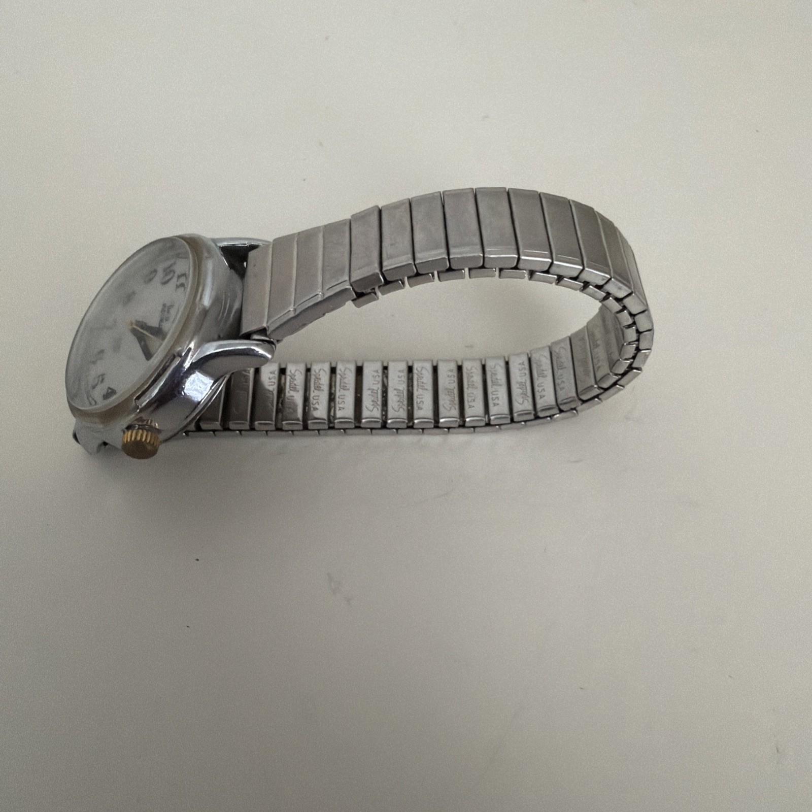 Timex Watch Women Silver Tone Date Stretch Band Untested As-Is Fast Shipping