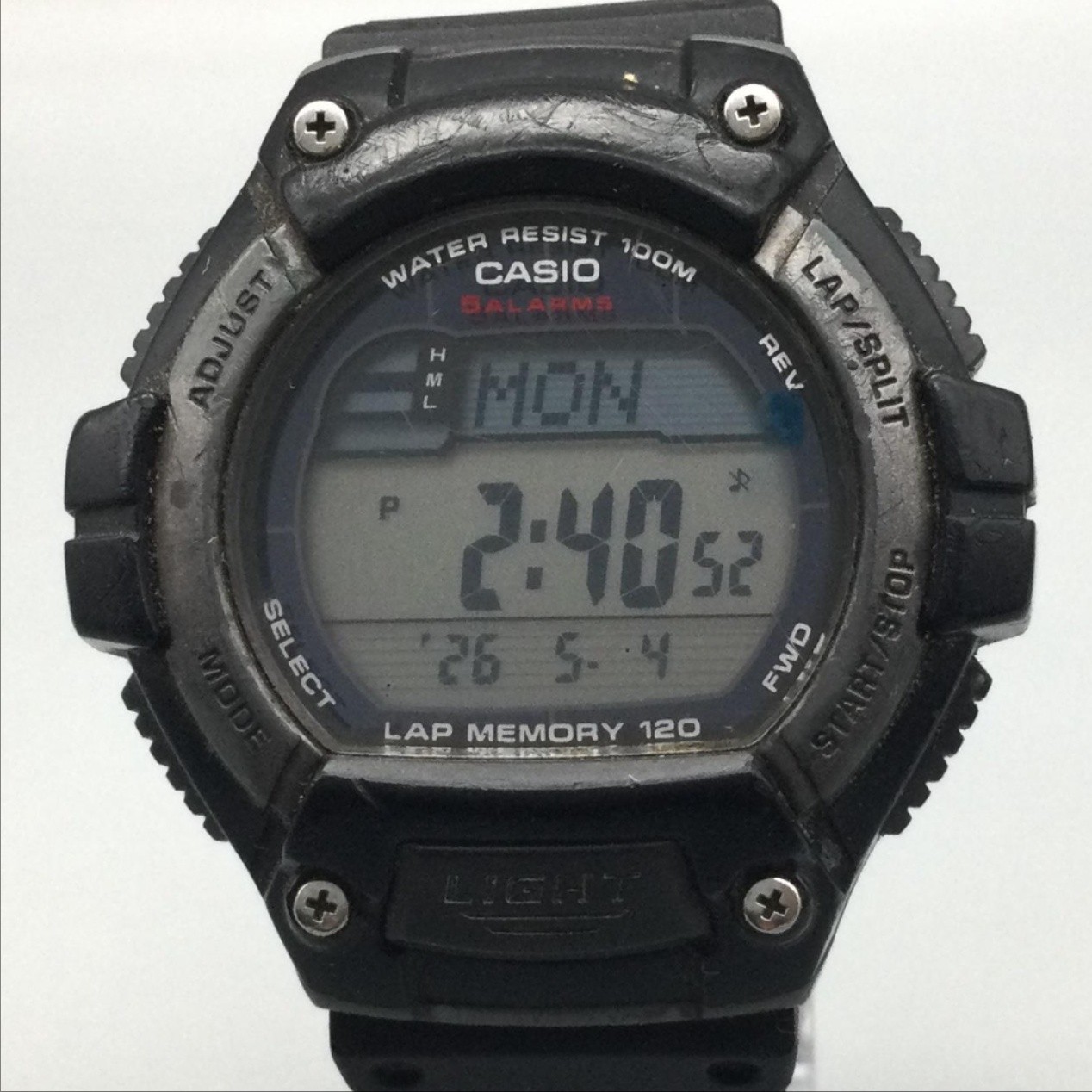 Casio 3271 W-S220 Mens Watch 49mm Black Digital Sport 100M Alarm Day Date