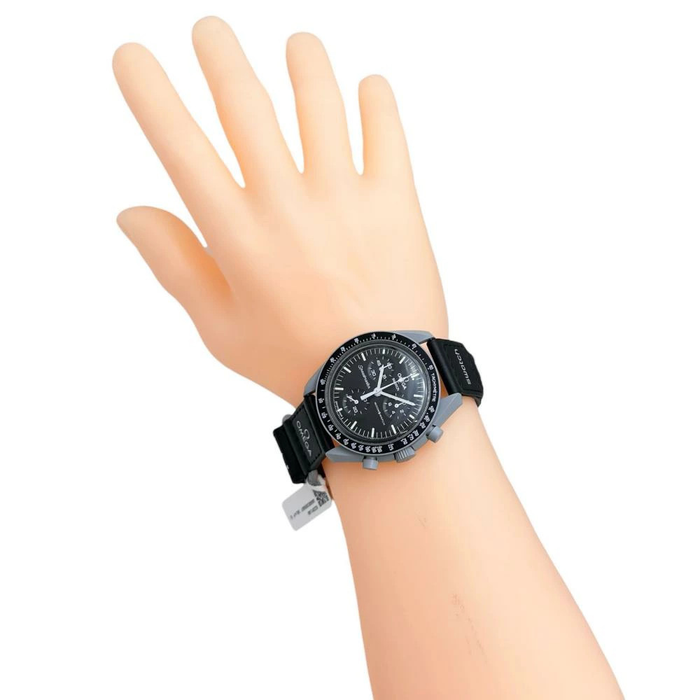 Swatch SO33M100 Mission to the Moon Wristwatch Bio Ceramic Black Dial