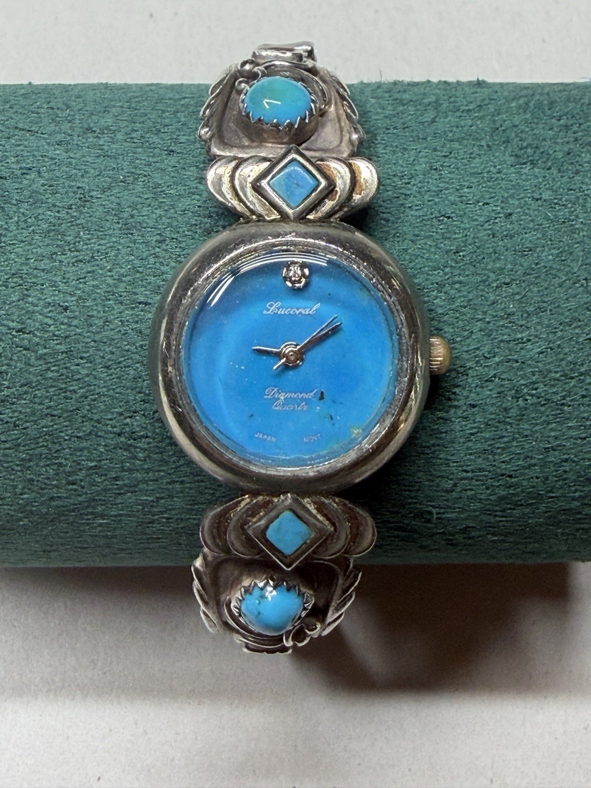 Sterling Silver Gorgeous Lucoral Blue Face Women’s Watch 6.0″ Turquoise ￼