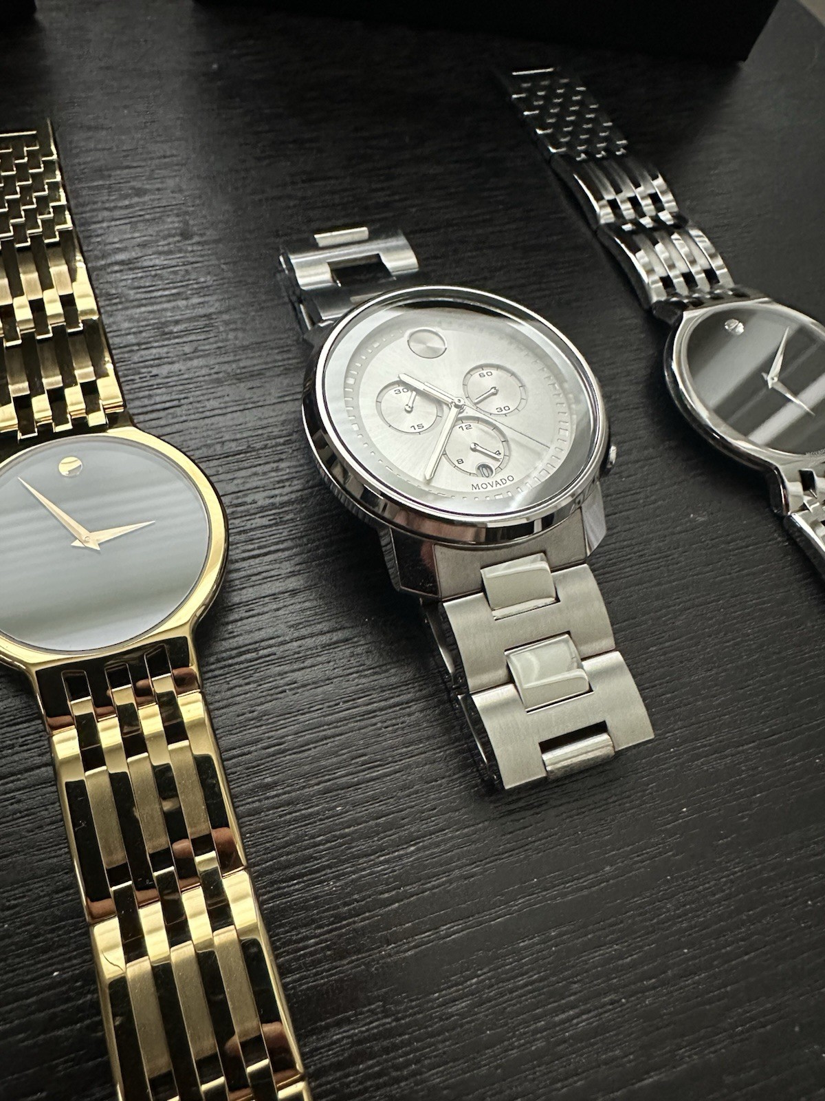 Movado Watches – Lot Of 4 Mens Movado Esperanza, Luno, Movado Bold