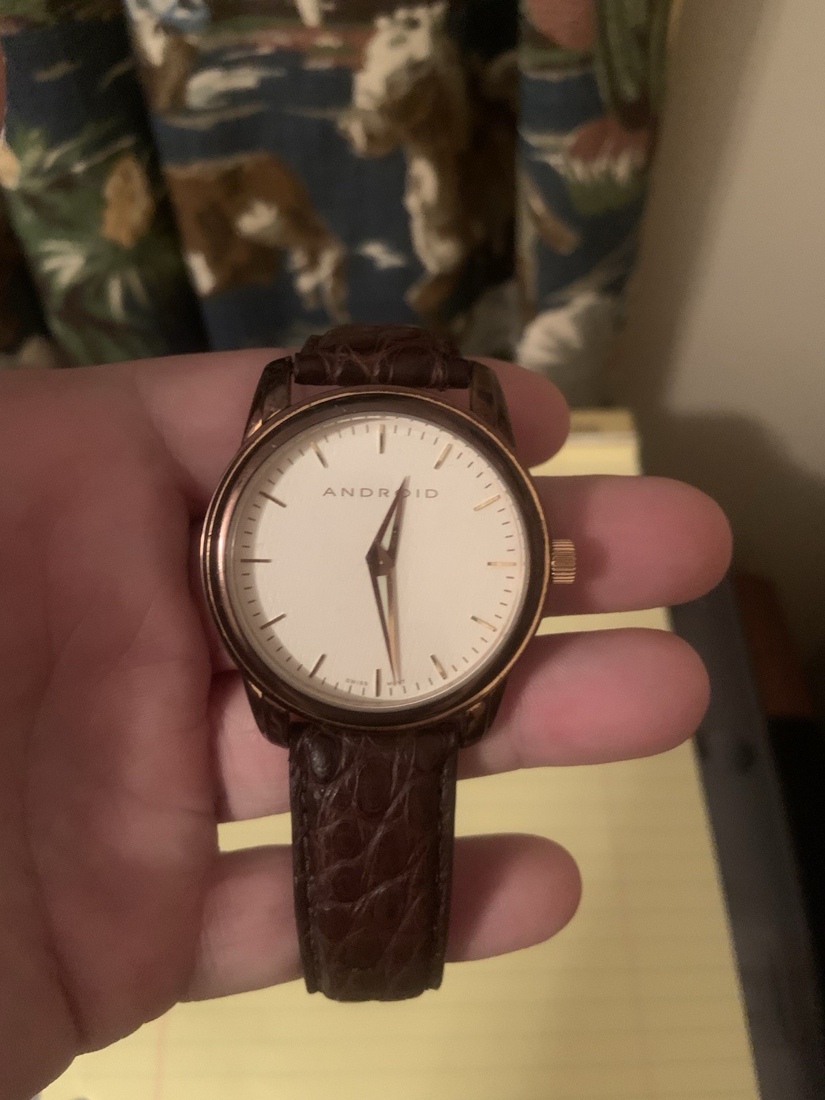 Android Made In USA Men’s Watch Brown Leather Band Rose Gold