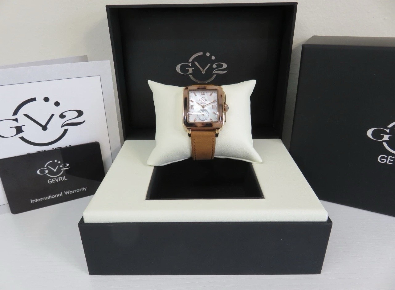 GV2 Bari Tortoise Diamond Suede Leather Swiss Women’s Watch