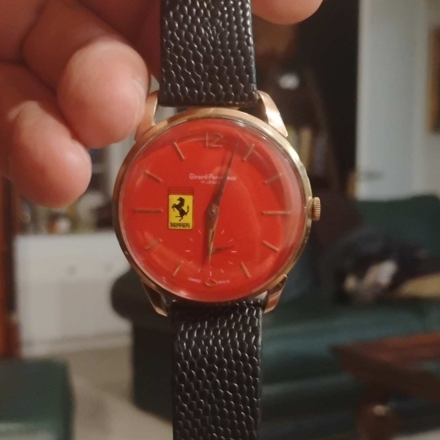 Girard-Perregaux Ferrari Red Dial Manual Gold Filled Watch Black Leather Strap