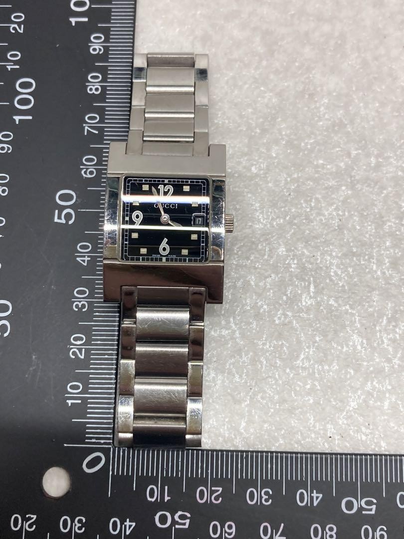 GUCCI Watch 7700L Date Silver Black Dial Quartz Working Ladies No Box Used item