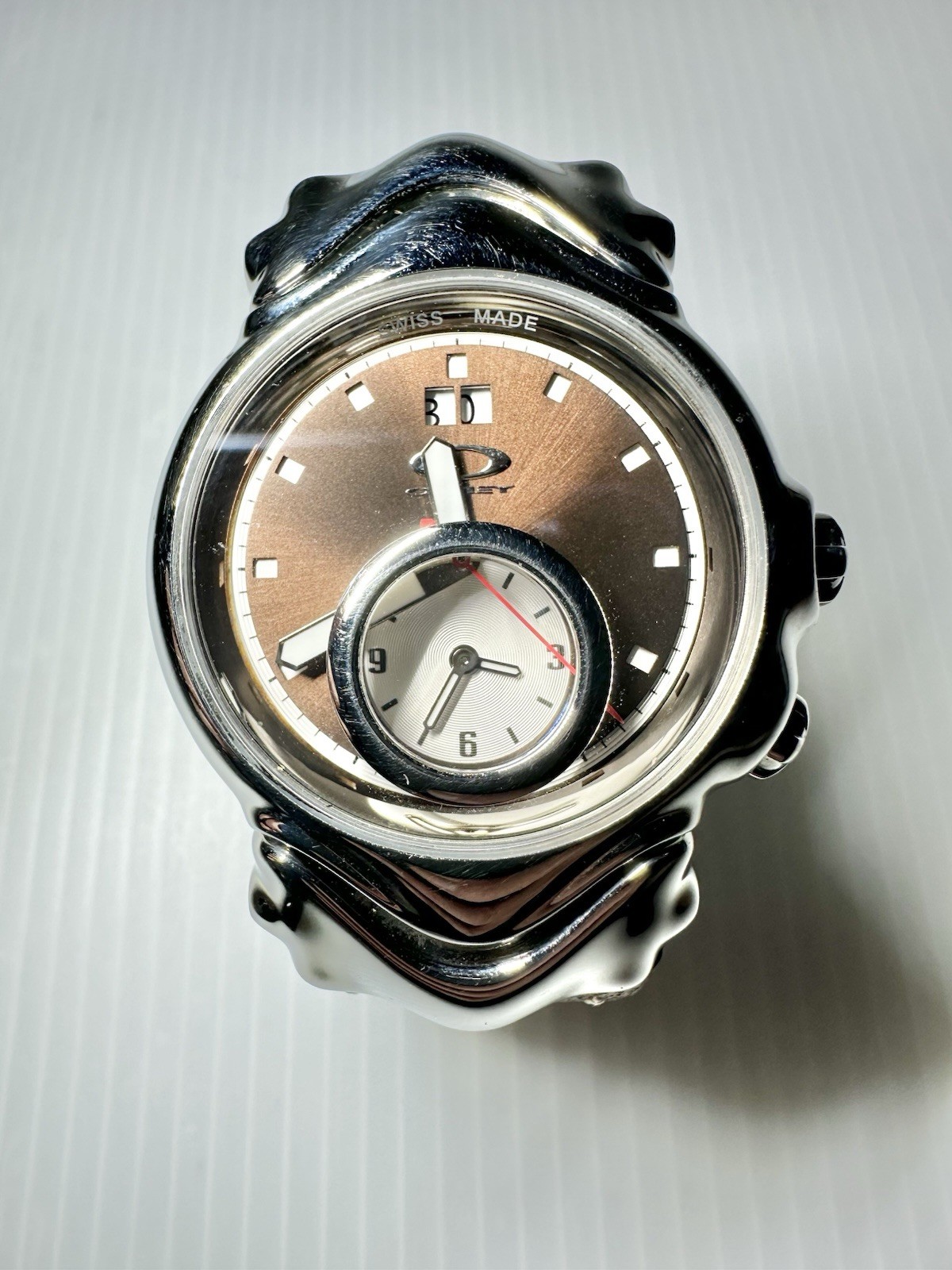 Oakley Judge II GMT Swiss Watch, Sapphire Crystal and Brown Leather Strap. 41mm