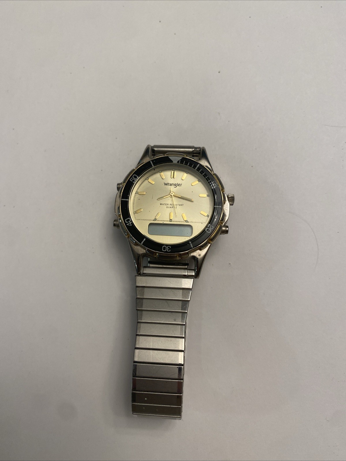 WRANGLER QUARTZ WATCH ANALOG & DIGITAL 38mm 18.2mm LUG 1237 FOR REPAIR (LT)
