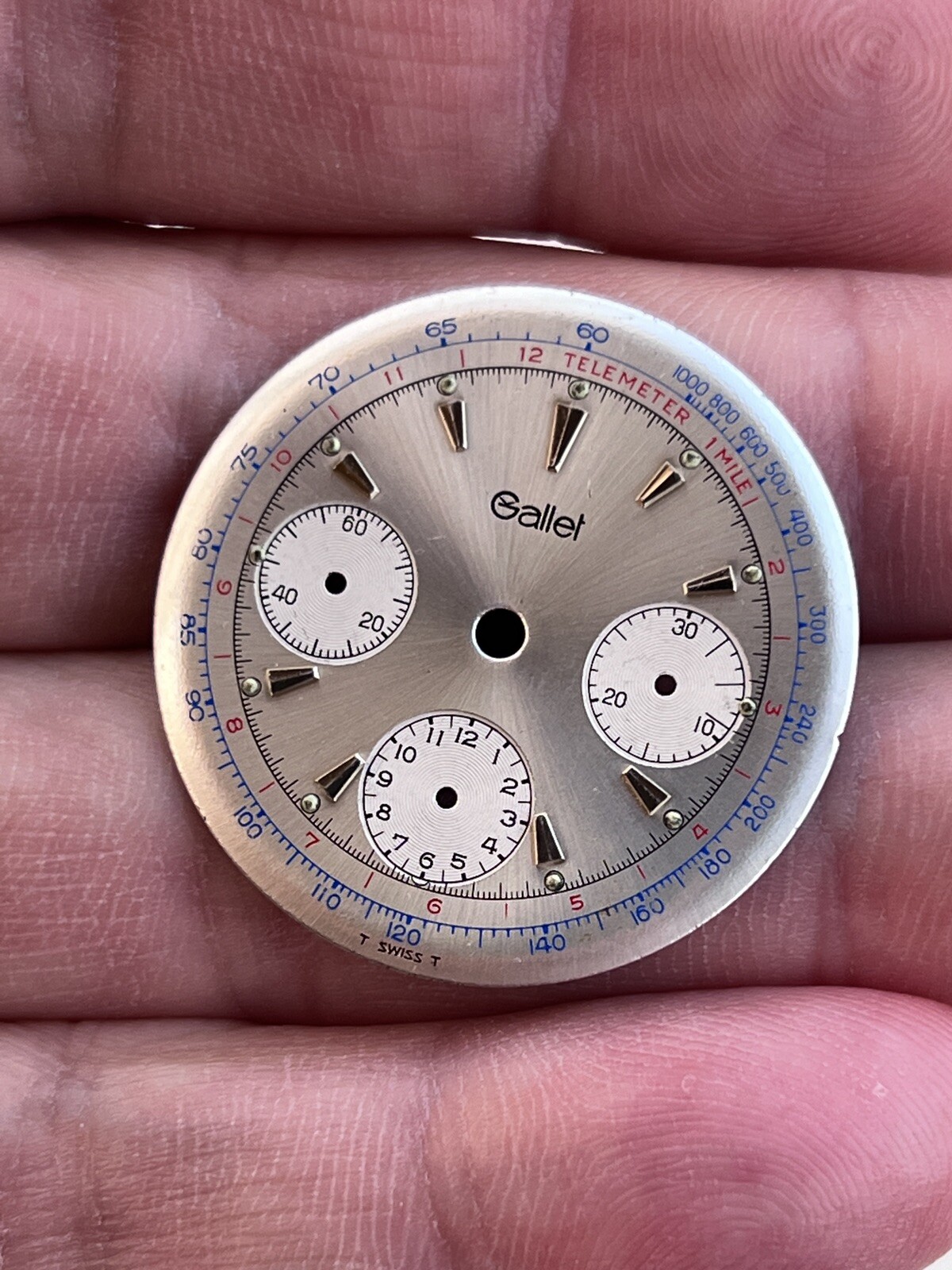 Gallet Original Dial Dual Tone Chronograph Valjoux 72 Watch Parts
