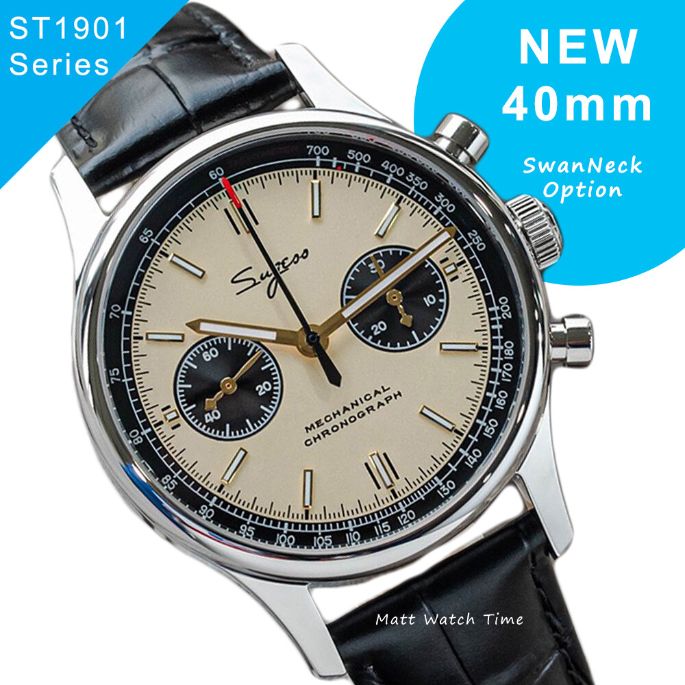 Seagull Sugess ST1901 Panda 40mm Champagne Chronograph Sapphire 2Strap 1963 BNIB
