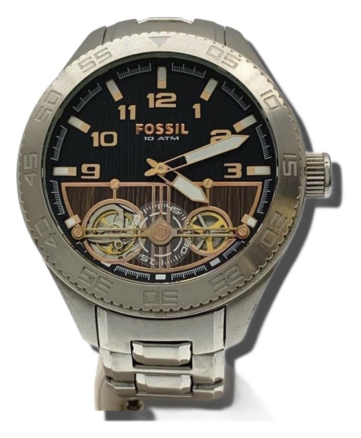 FOSSIL Automatic Watch Black Silver ME-1075 Authentic Men H:2.40” W:1.97” 4253