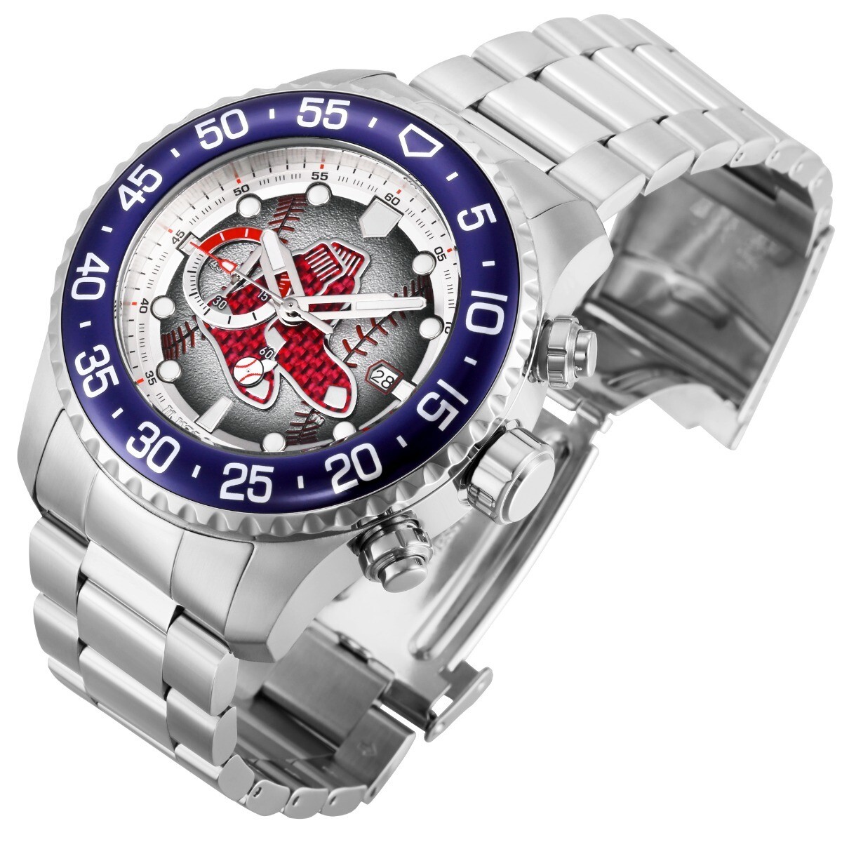 NEW INVICTA 42683 BOSTON RED SOX CHRONOGRAPH WATCH STEEL MLB BASEBALL 50MM