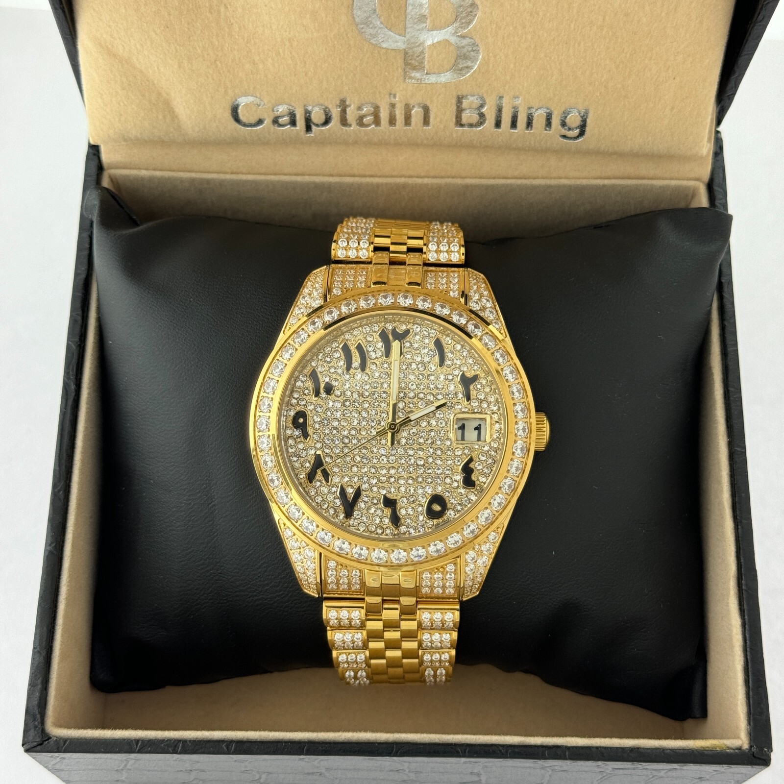 Captain Bling Men’s Gold Stainless Steel | Busted Iced Out Watch | CNC setting