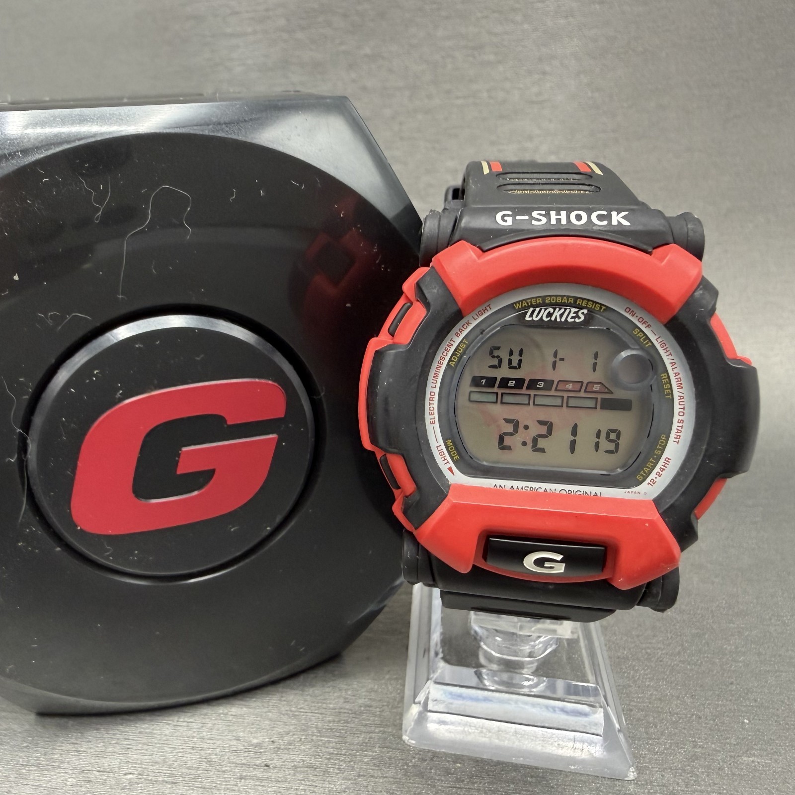 Casio G-Shock DW-002 Watch Men 48mm Lucky Strike Digital Black Red New Battery