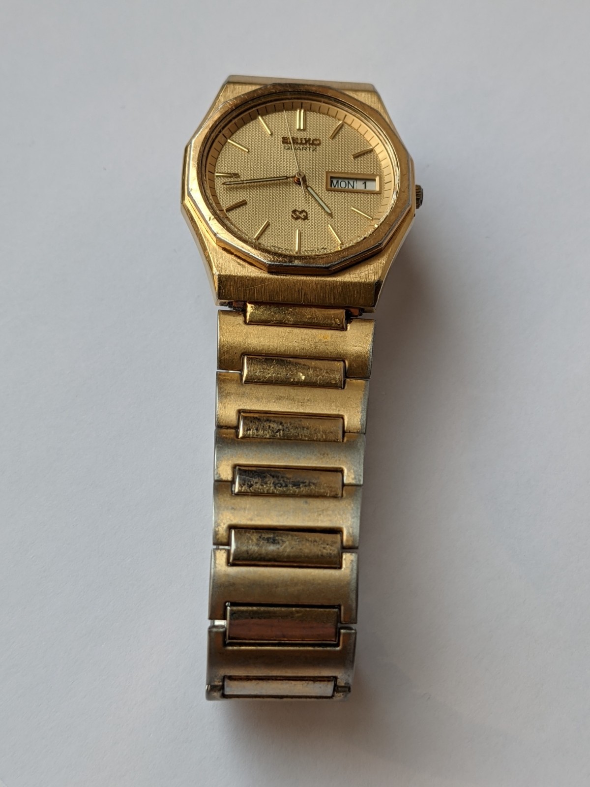 Vintage Seiko SQ men’s watch Japan 8C23-6090R quartz gold plated quartz 1985