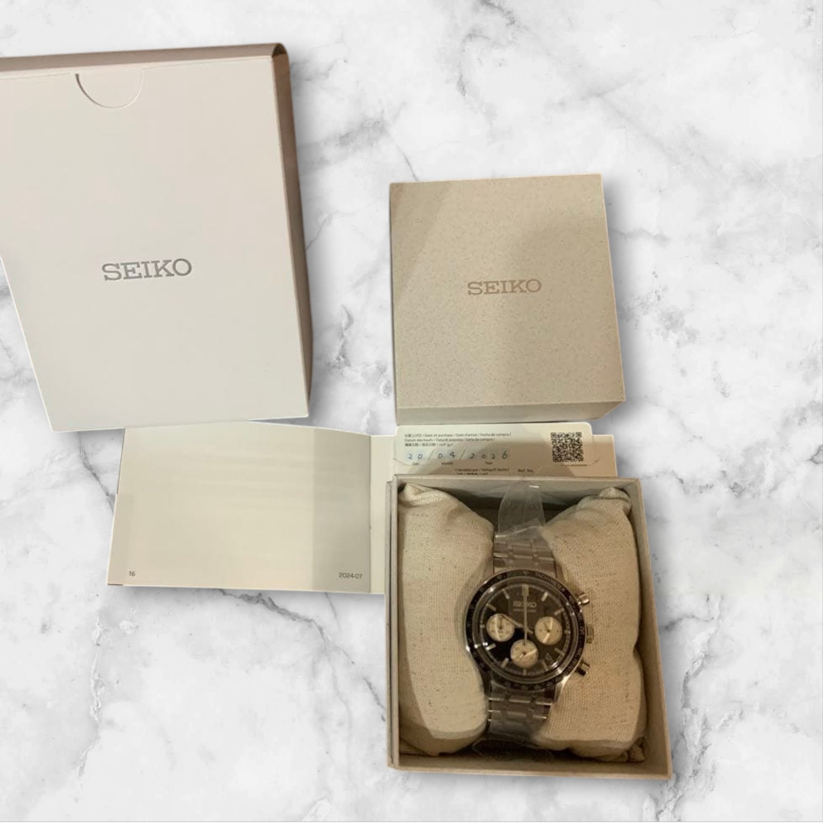 SEIKO Selection SBTR055 Quartz Chronograph Watch Black Dial Stainless Steel
