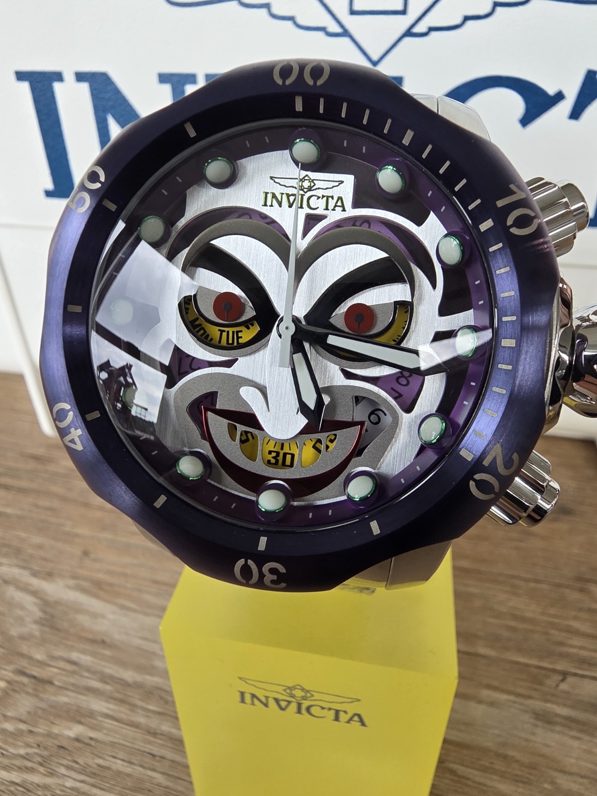 Invicta Venom “JOKER” Z60 Caliber Quartz Chrono Day/Date 52mm Silver Bracelet