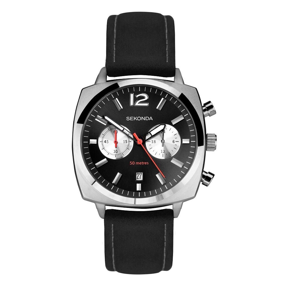 Sekonda Mens Watch Pilot Airborne Chronograph Black Strap 30028 RRP £89.99