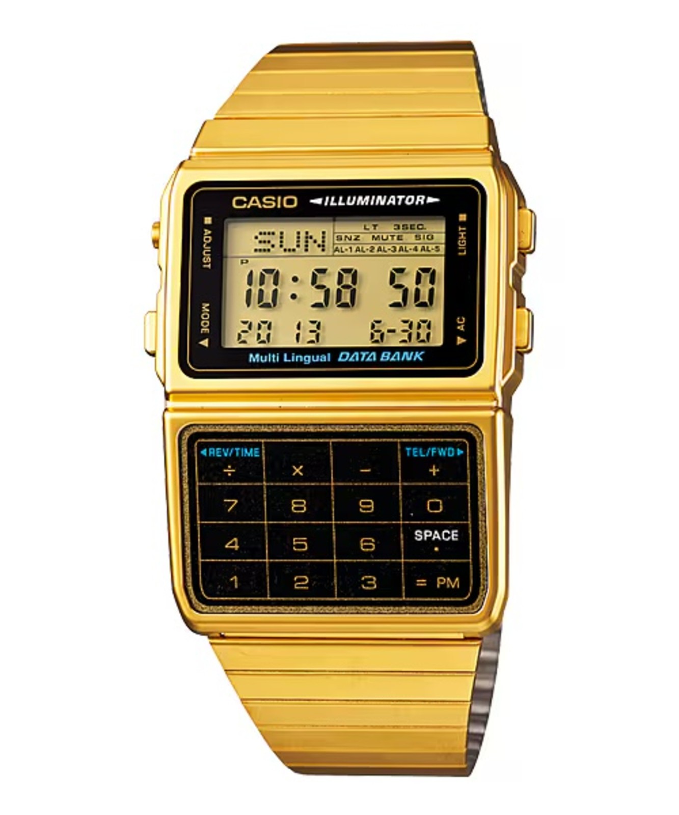 Casio Men’s Gold Digital Databank Watch with Calculator – DBC-611G-1DF