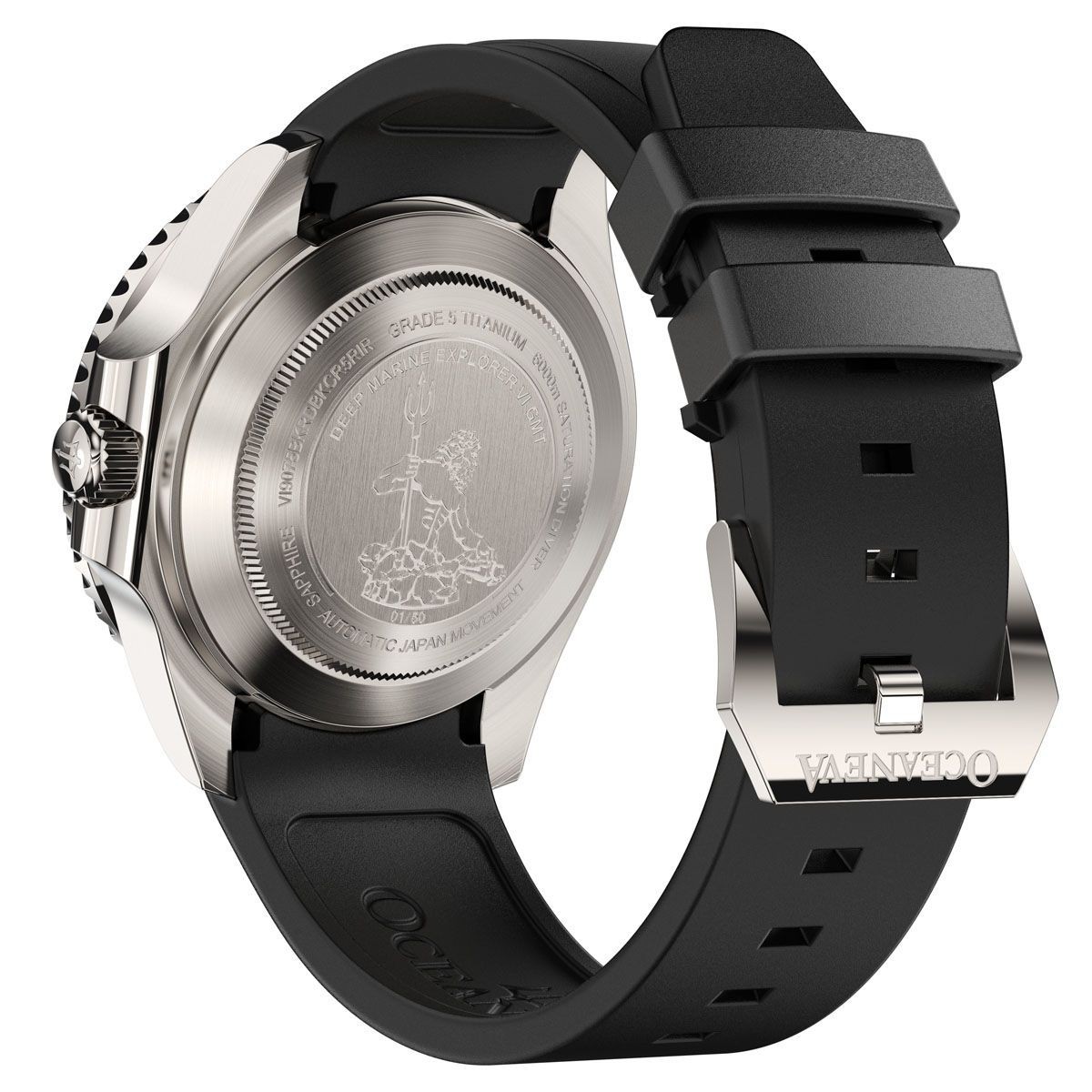 Oceaneva Deep Marine Explorer VI 6000m Titanium GMT Red Blue Automatic Watch