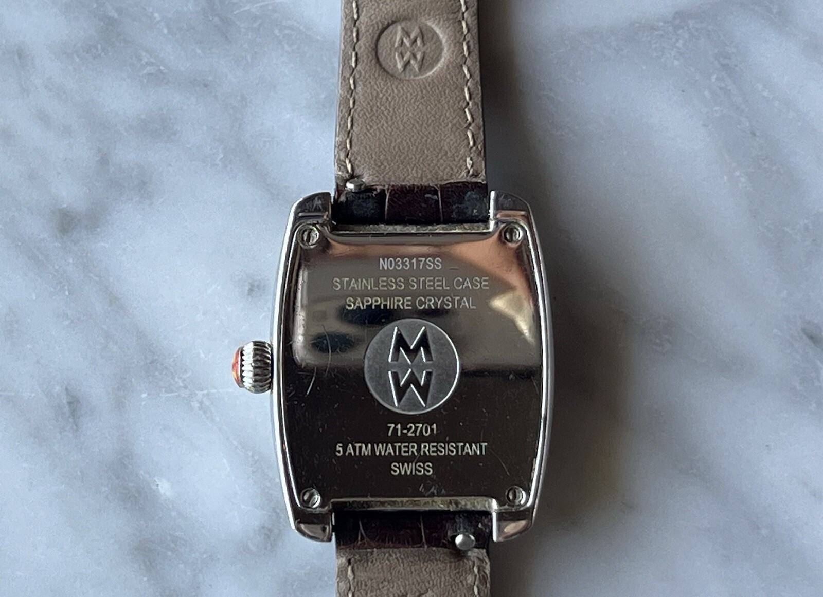 Michele Authentic Mini Urban Diamond Watch w/Brown Alligator Leather Strap