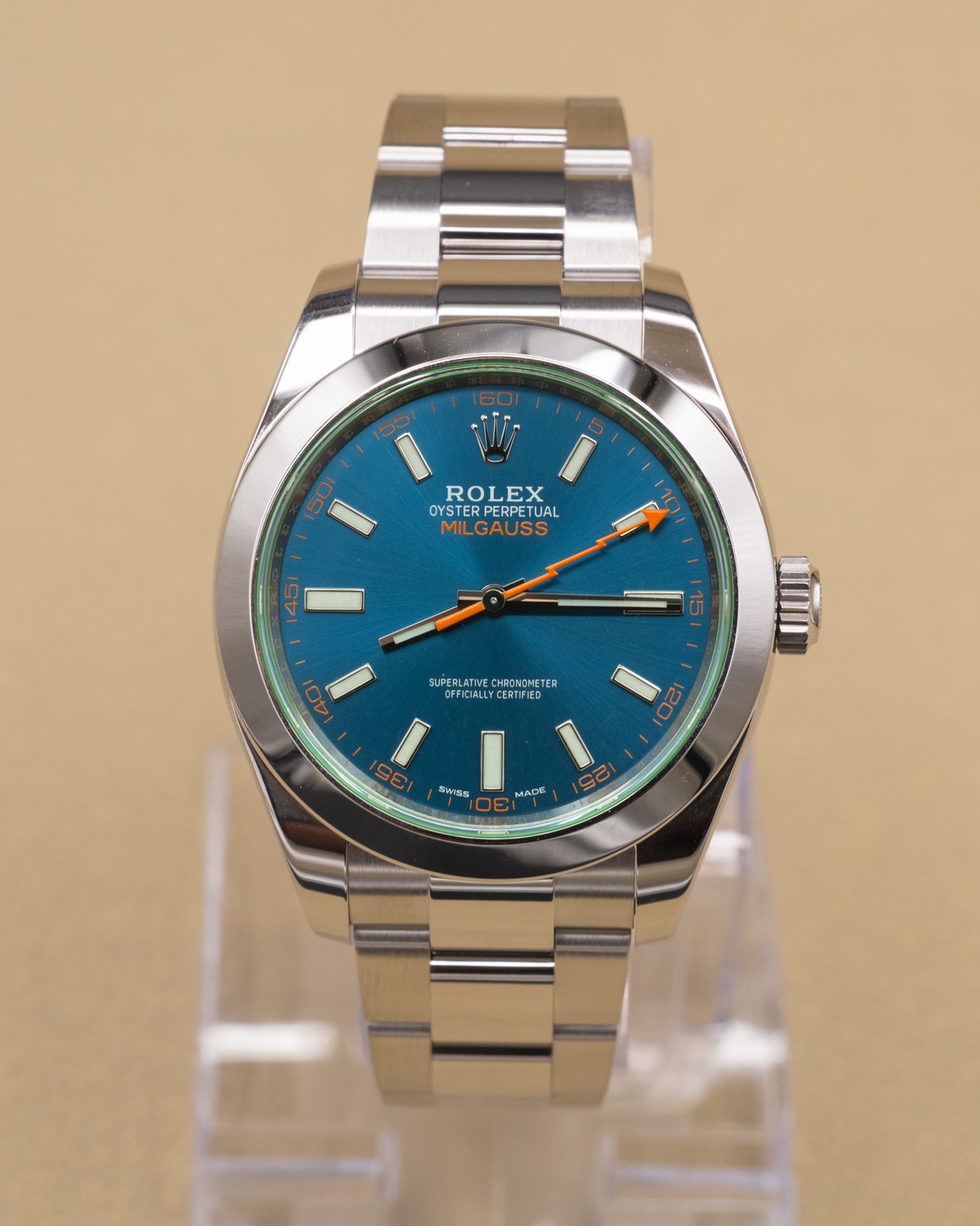 Rolex Milgauss 116400GV Blue Dial 40mm Steel Oyster Box & Card