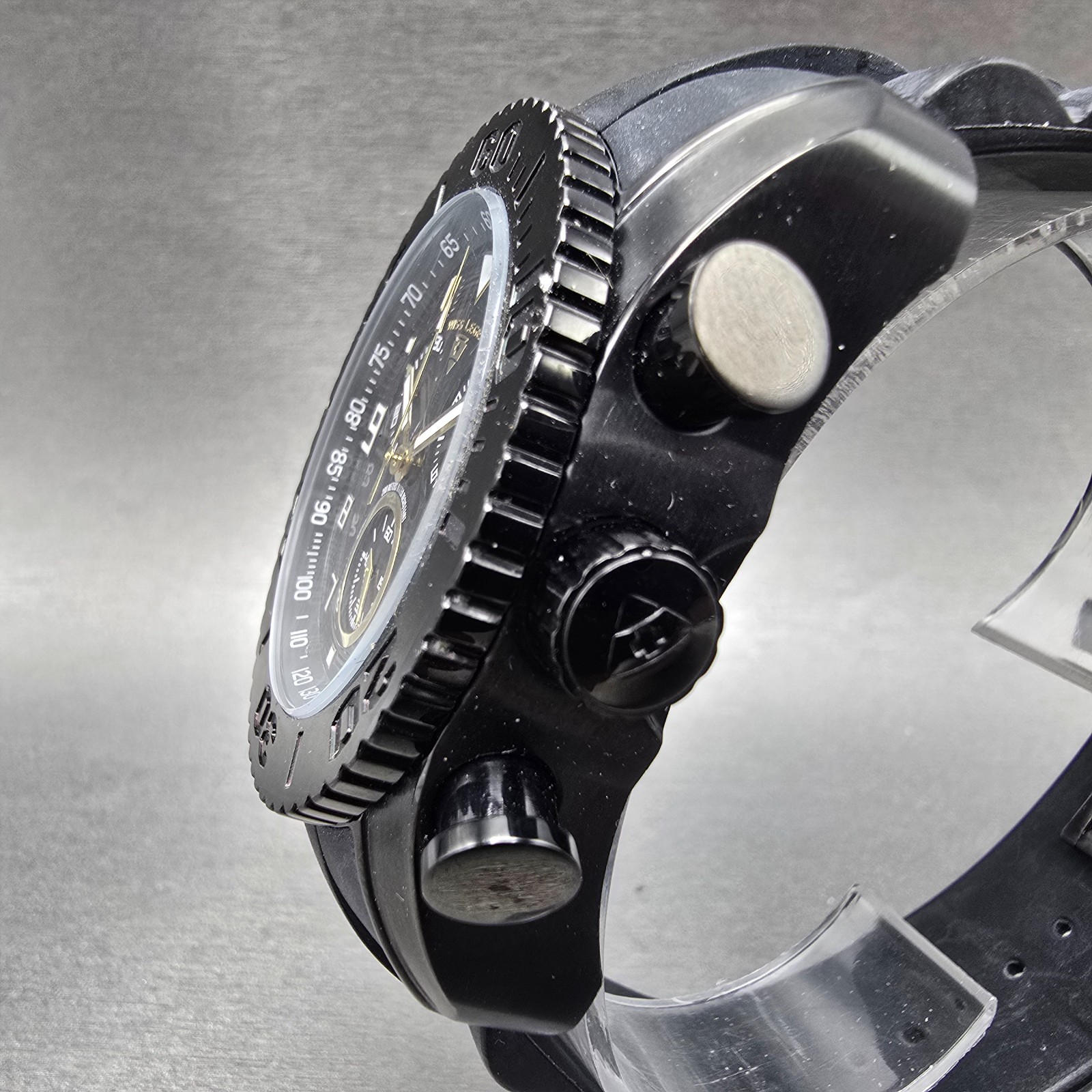 Swiss Legend Commander Chronograph Watch Men 46mm Black Daydate NewBatt