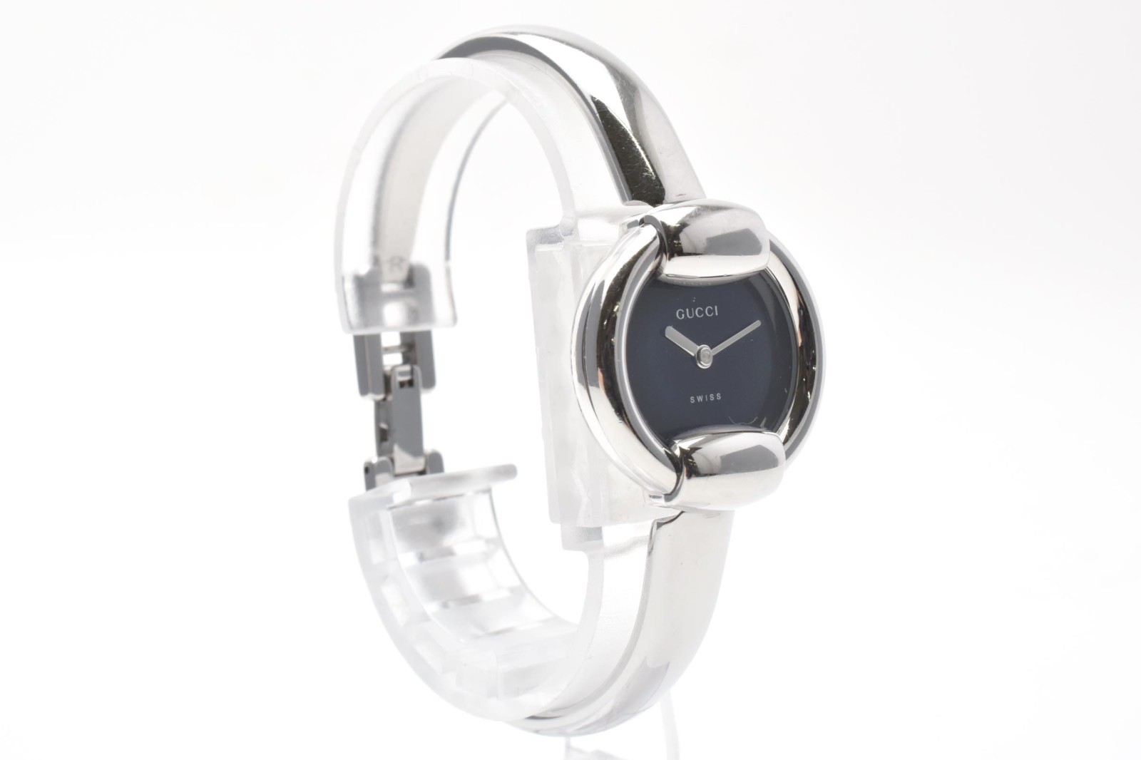 GUCCI 1400L Vintage Women’s Quartz Bangle Watch Silver Case Black Dial [Exc+4]