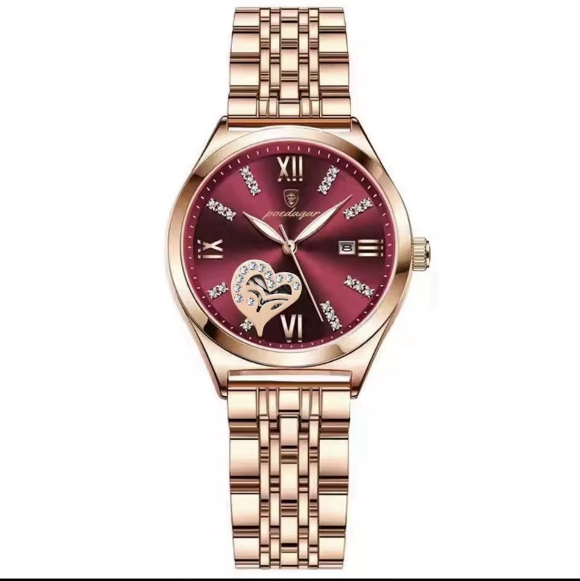 Reloj De Acero Inoxidable Para Mujeres Pulsera De Cuarzo Resistente Al Agua Lujo