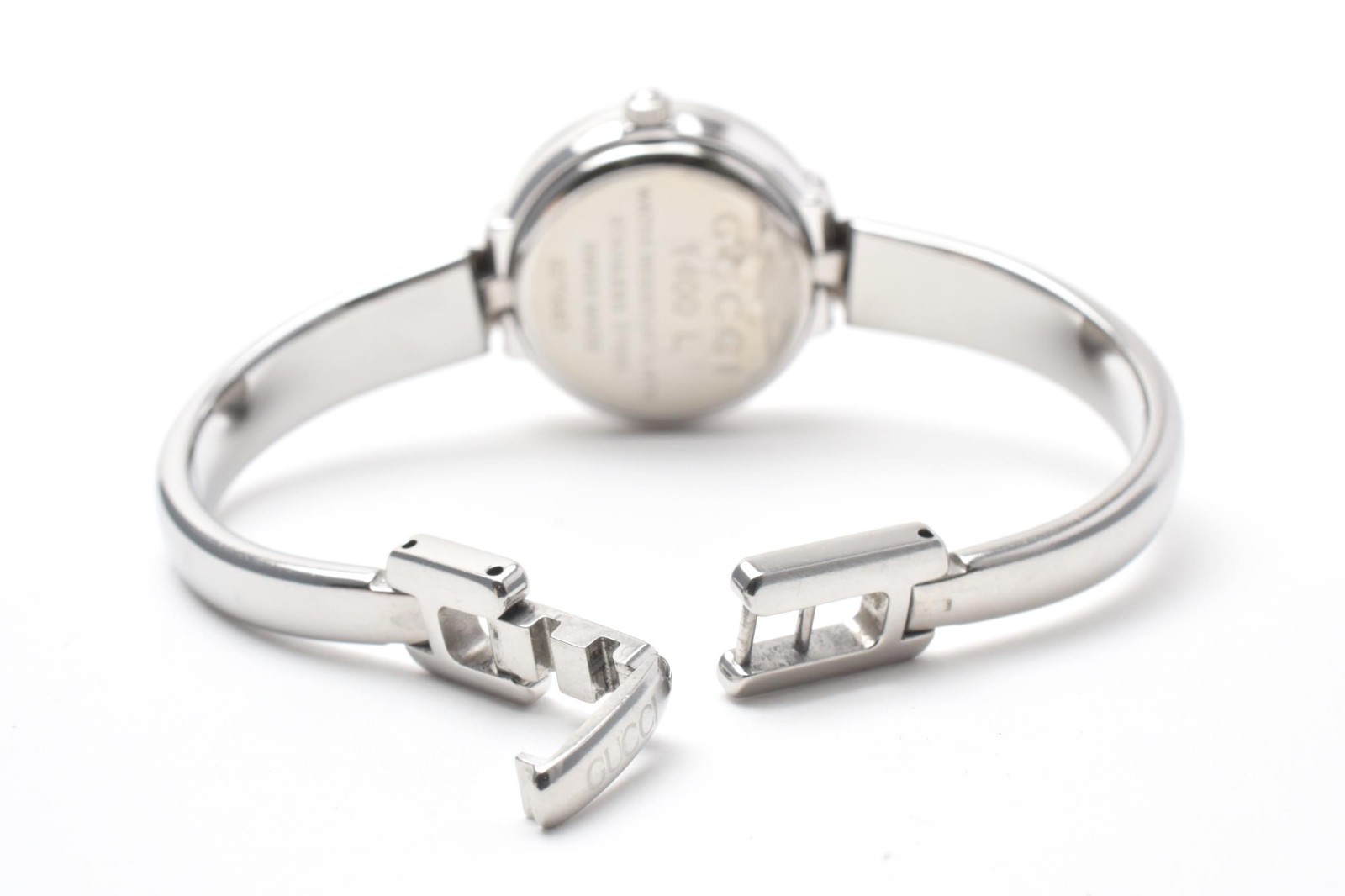 GUCCI 1400L Vintage Women’s Quartz Bangle Watch Silver Case Black Dial [Exc+4]