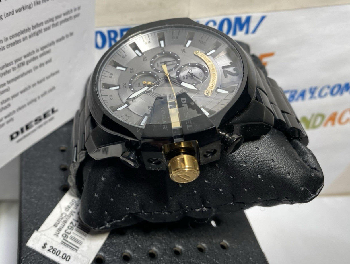 Diesel Men’s 51mm Mega Chief Chronograph Black Steel Watch DZ4479 BRAND NEW!