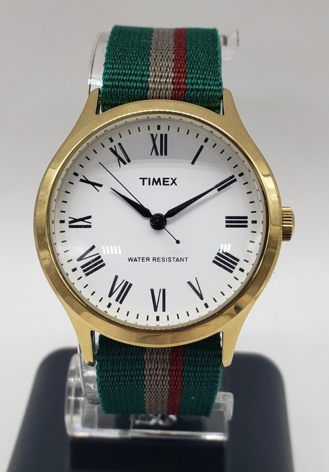 Timex Archive Green gold roman Nylon Strap 38mm Unisex Watch TW2R74100