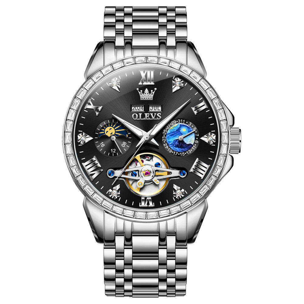 OLEVS 6712 Luxury Diamond Starry Dial Automatic Mechanical Movement Wristwatch