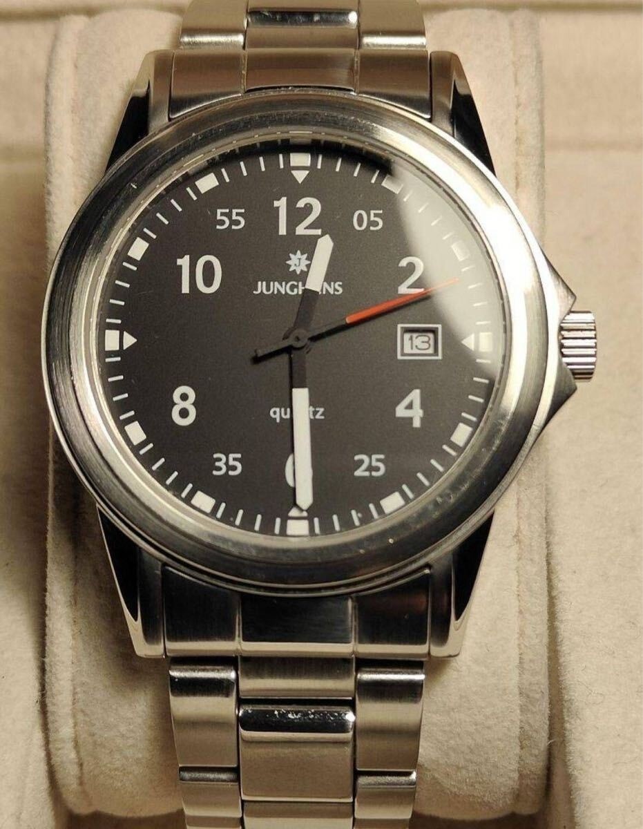 Junghans Max Bill Quartz Watch 39mm Stainless Steel Black Dial German With Box