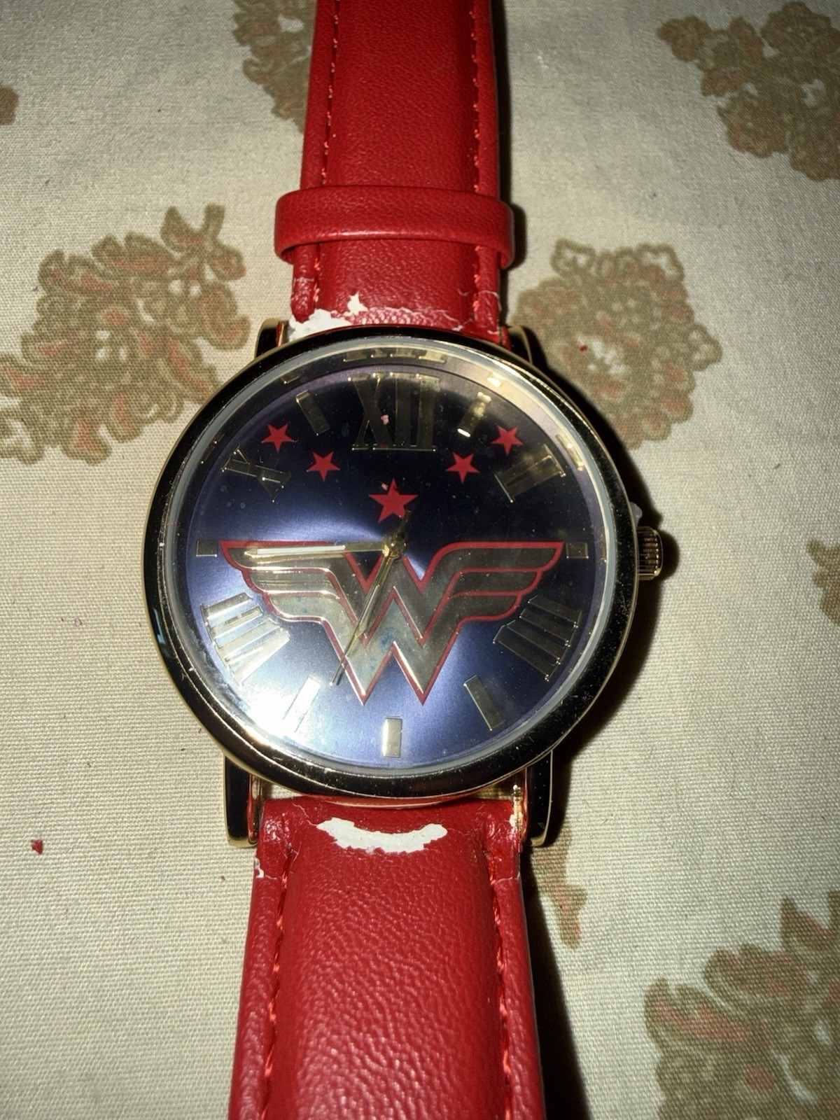 Wonder Woman DC Comics Women’s Quartz Watch Red Strap Accutime Needs Battery