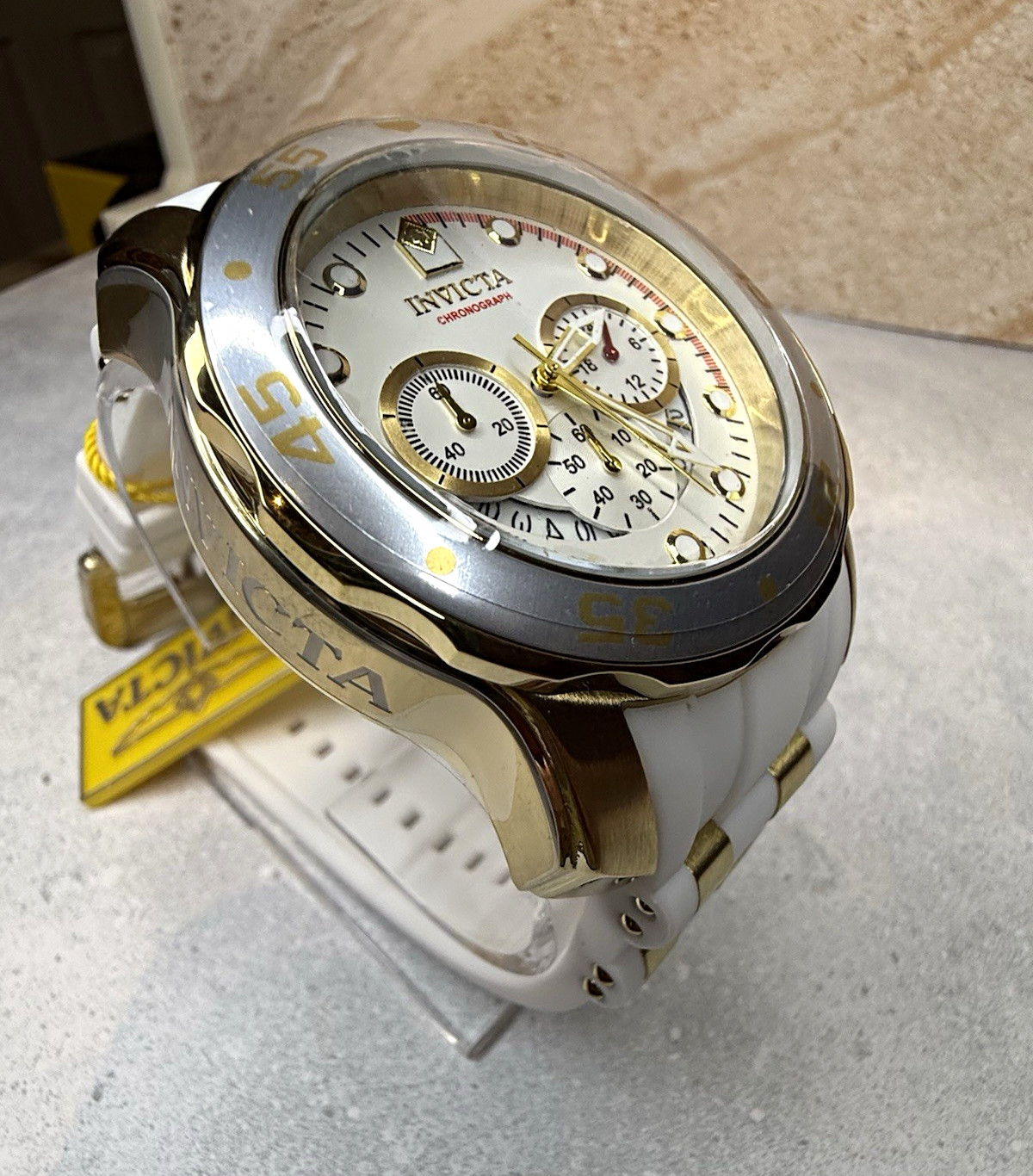 Invicta Scuba Pro Diver 20291 Chronograph 43mm White Gold Quartz Watch New